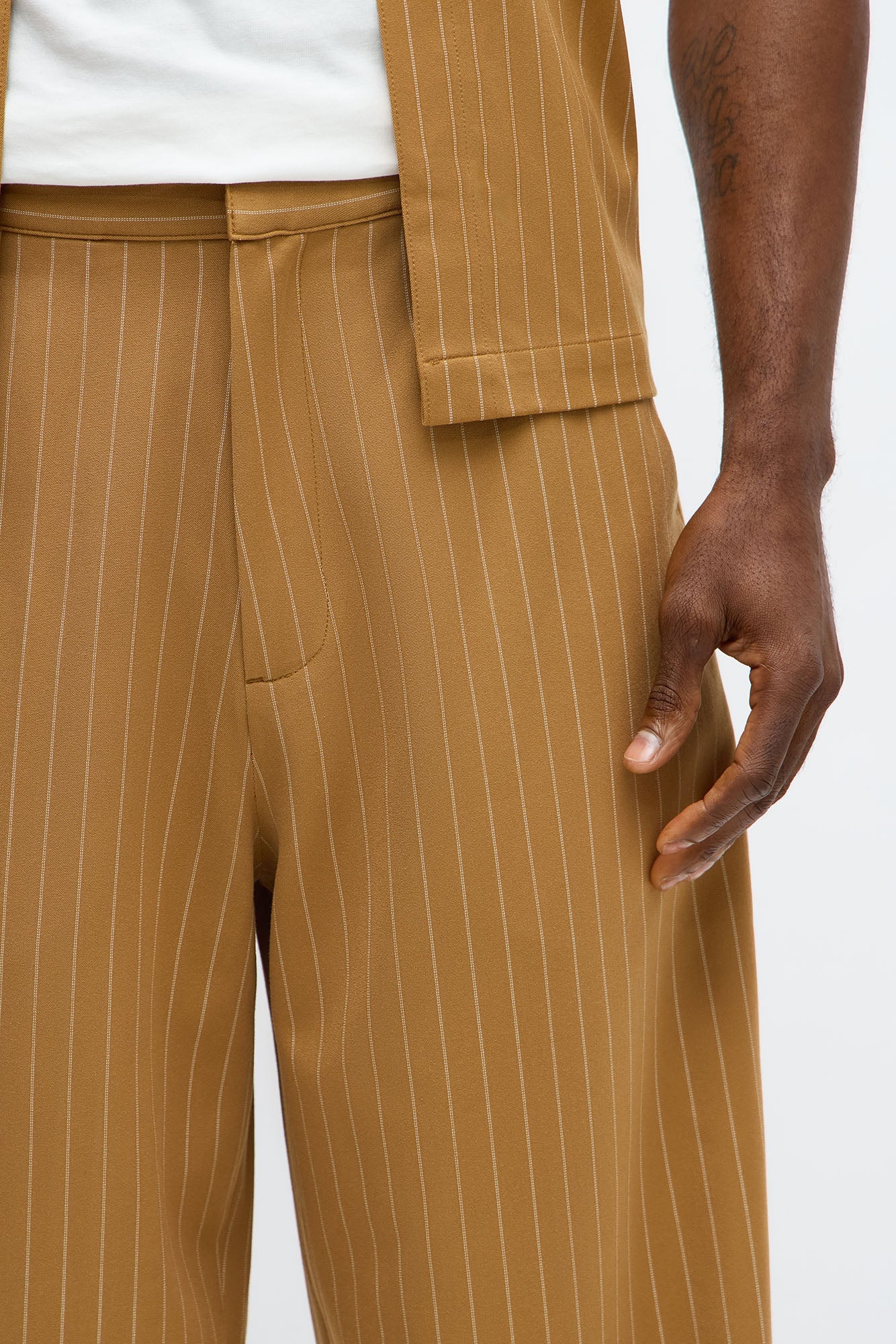 Wide Leg Straight Striped Trouser - Yellow