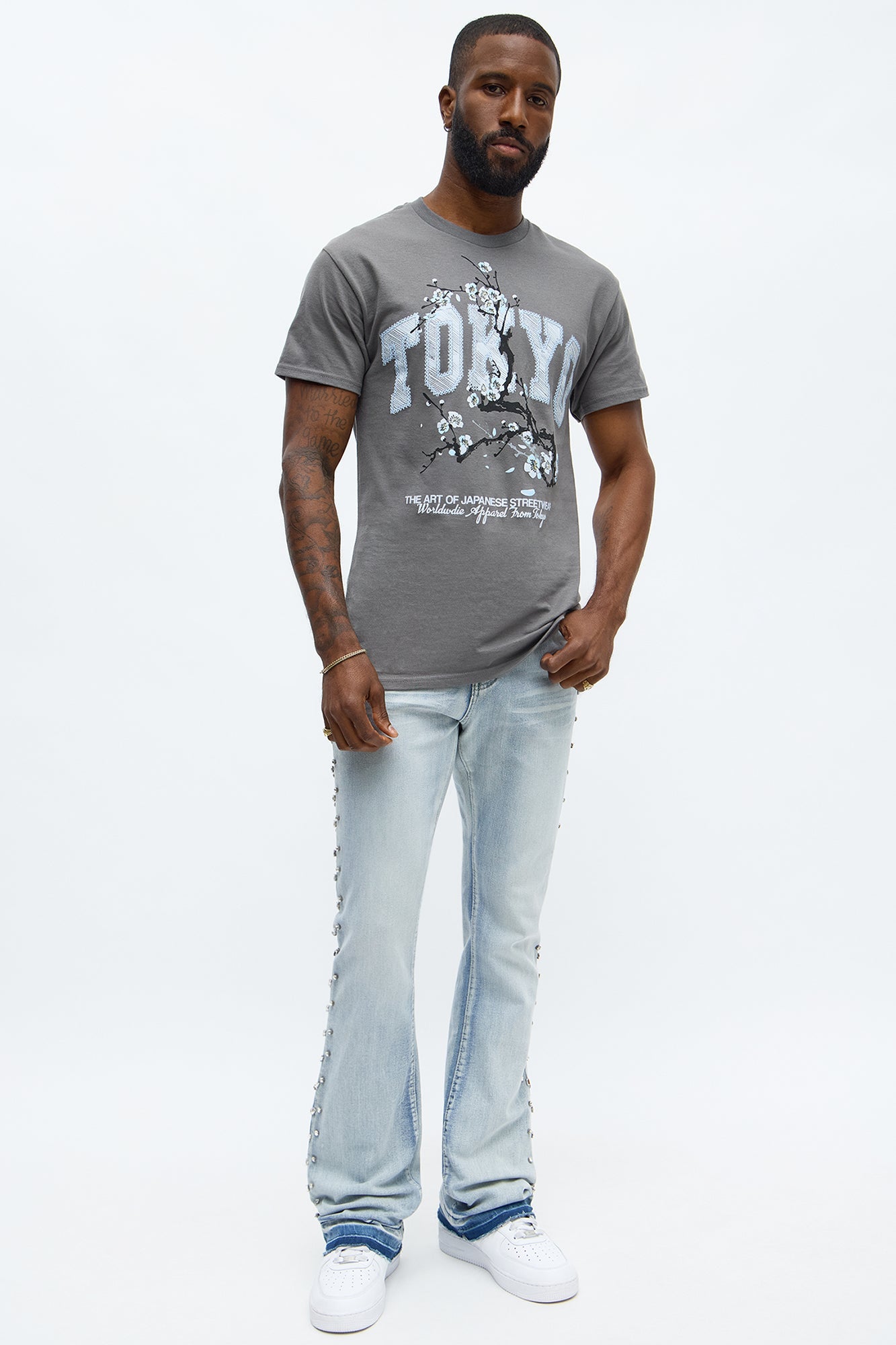 Tokyo Cherry SZN Season Short Sleeve Tee - Charcoal