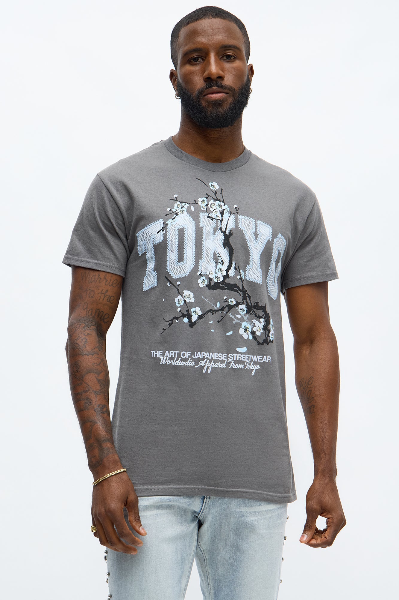 Tokyo Cherry SZN Season Short Sleeve Tee - Charcoal