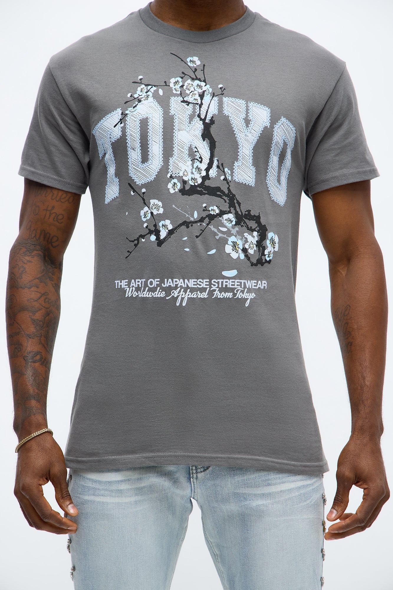 Tokyo Cherry SZN Season Short Sleeve Tee - Charcoal