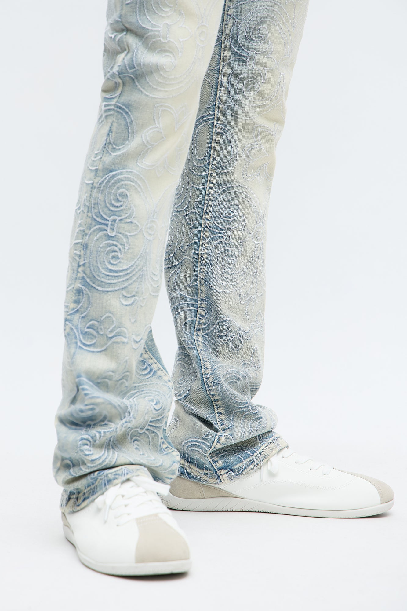 Stacked Skinny Flare Mystic Embroidered Jean - Light Wash