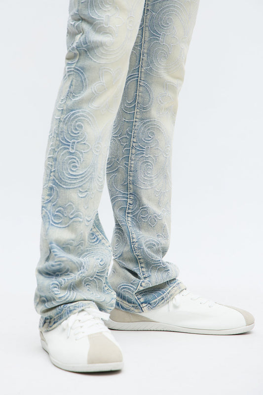 Stacked Skinny Flare Mystic Embroidered Jean - Light Wash