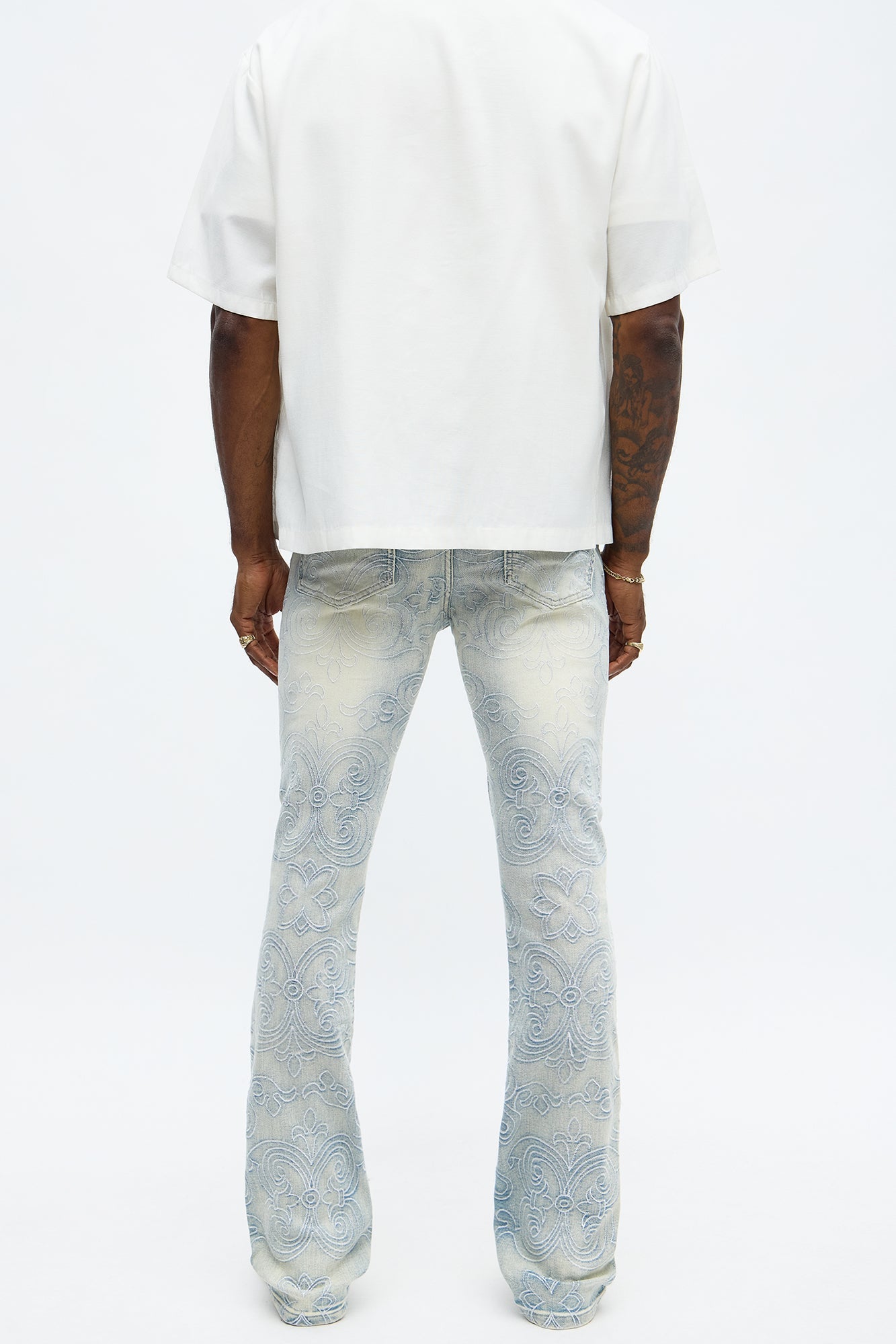 Stacked Skinny Flare Mystic Embroidered Jean - Light Wash