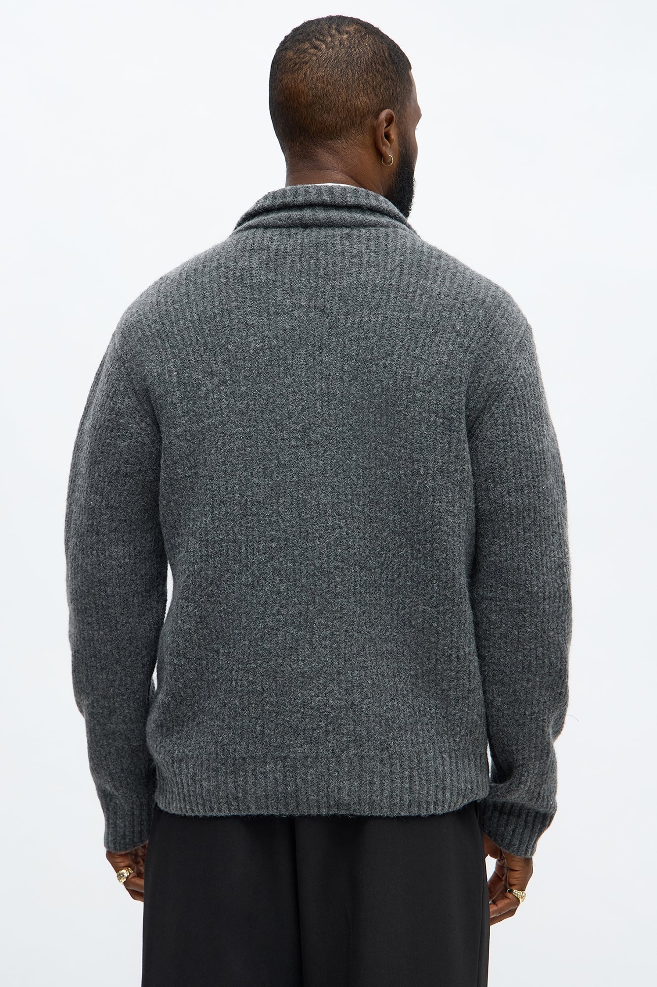 Oversized Willow Ribbed Zip Up Sweater - Light Grey