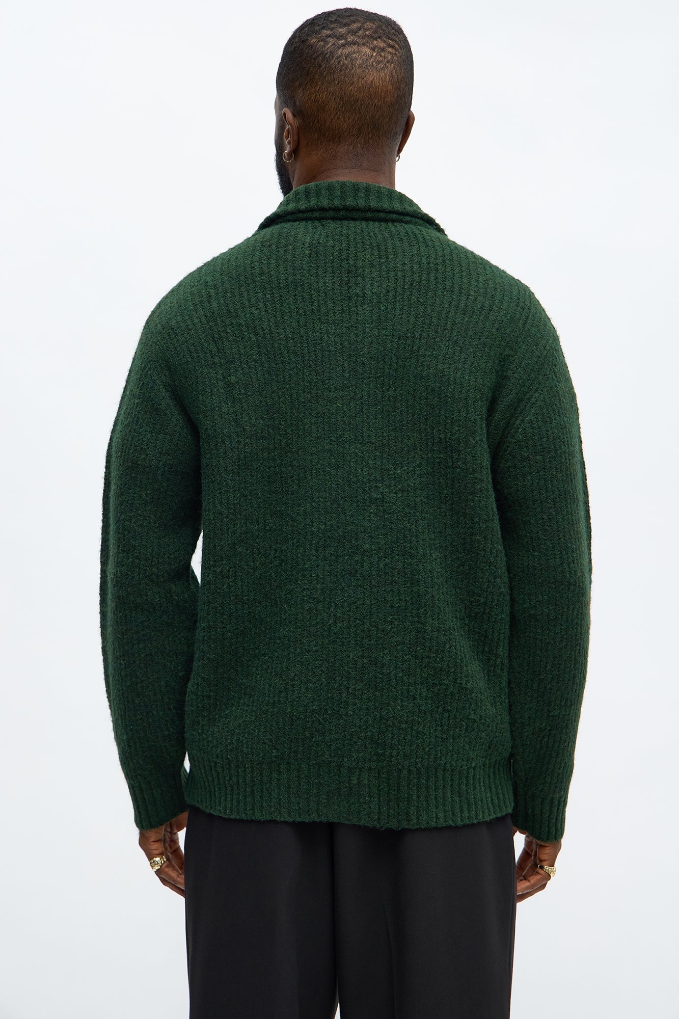 Oversized Willow Ribbed Zip Up Sweater - Olive