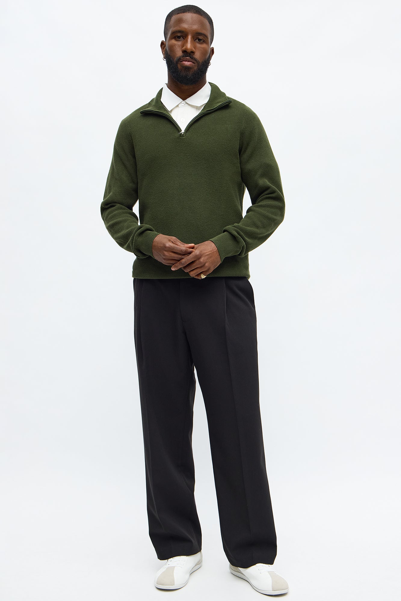 Shawn Quarter Zip Sweater - Olive