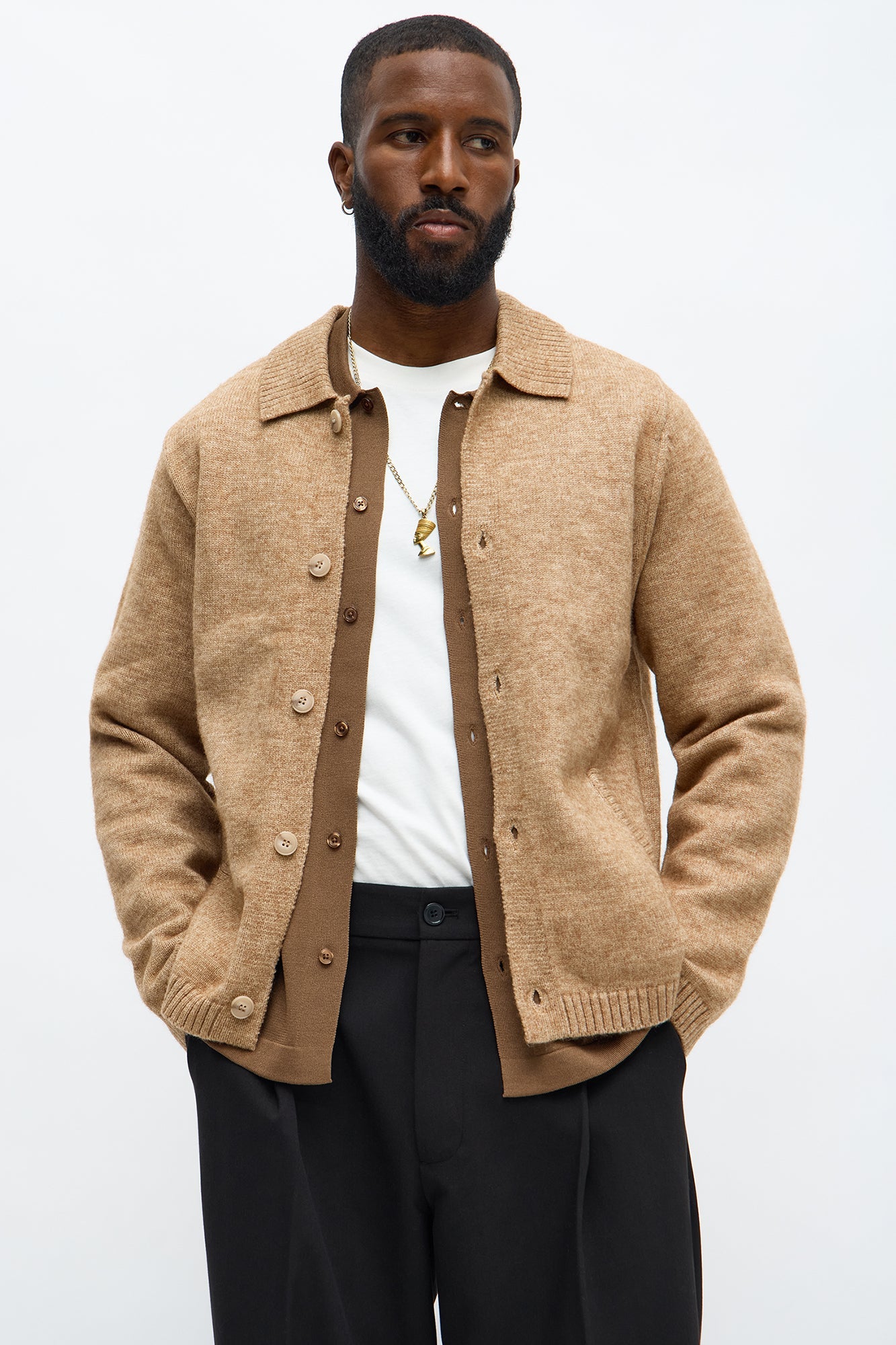 Creeks Sweater Cardigan - LightBrown