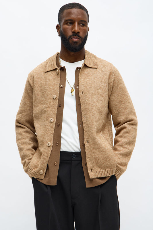 Creeks Sweater Cardigan - LightBrown