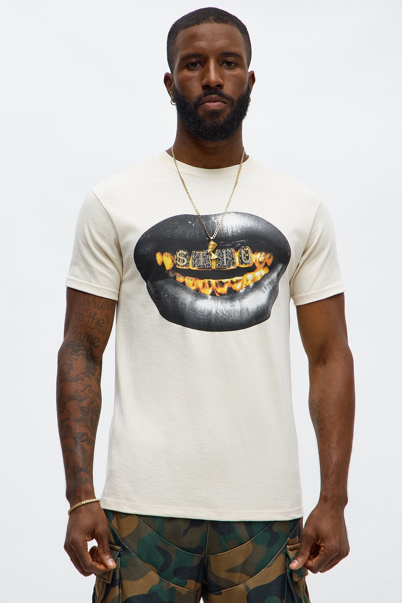 STFU Grill Short Sleeve Tee - Off White