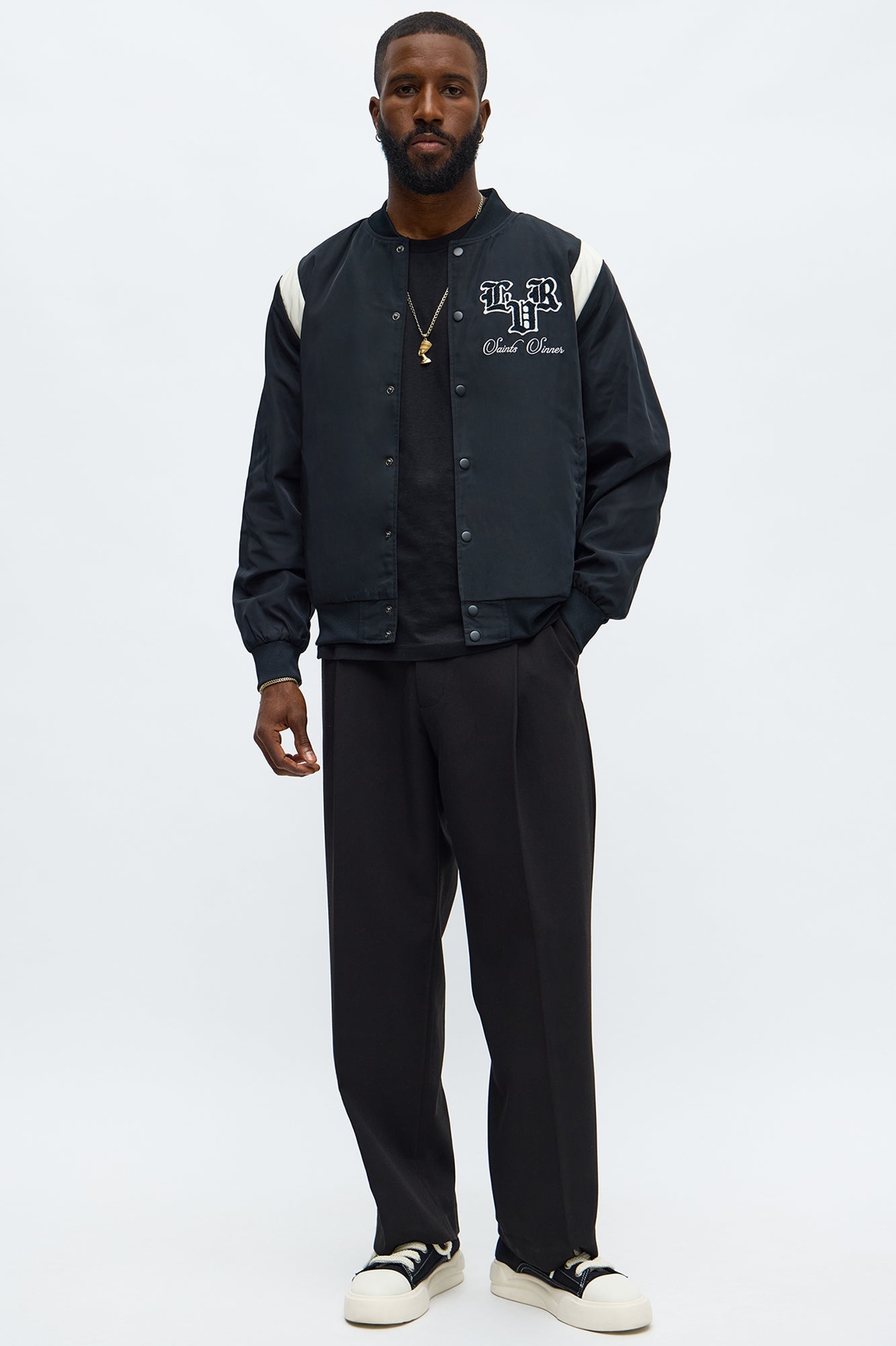 Lover Not A Fighter Bomber Jacket - Black/White