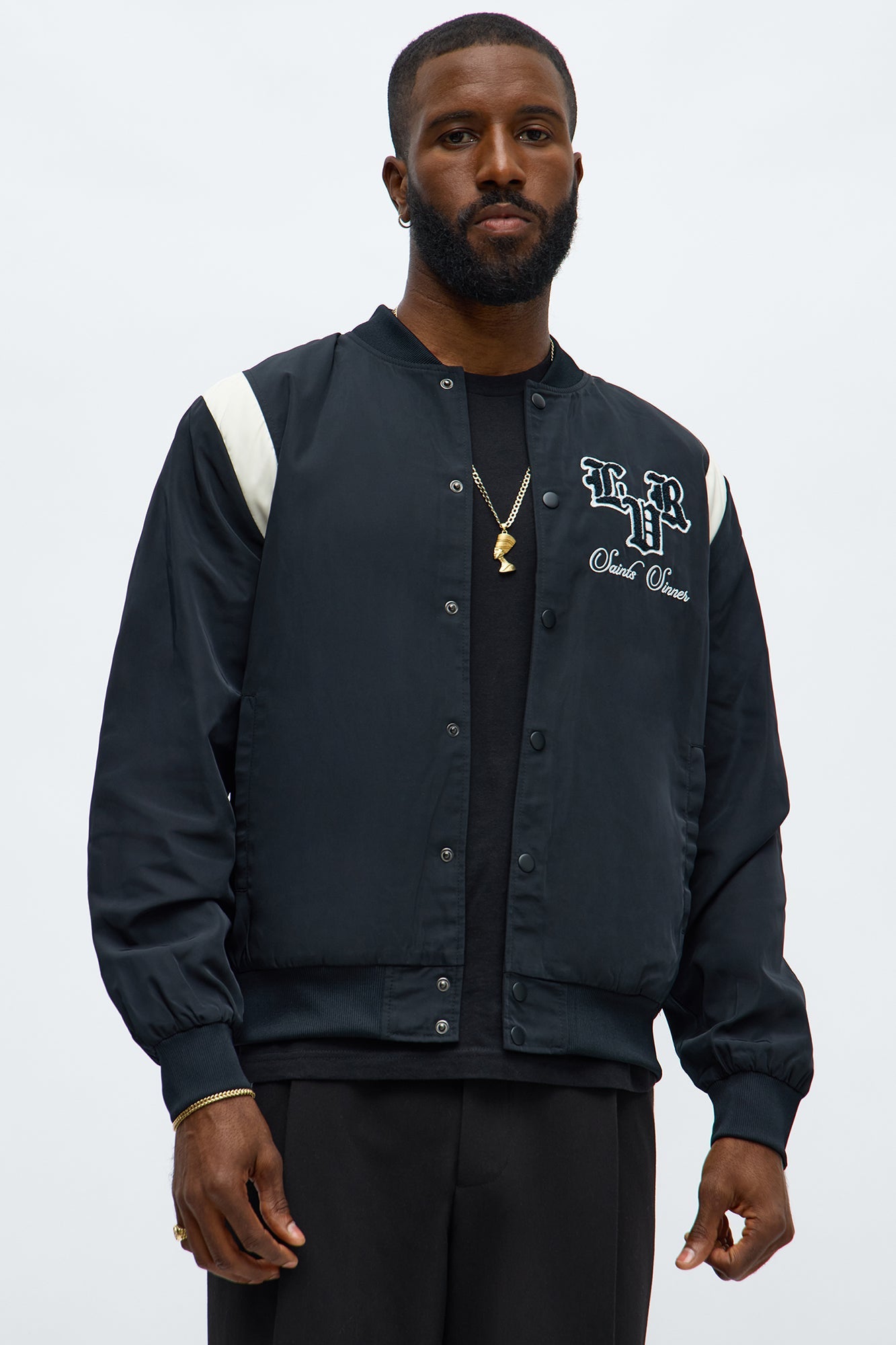 Lover Not A Fighter Bomber Jacket - Black/White