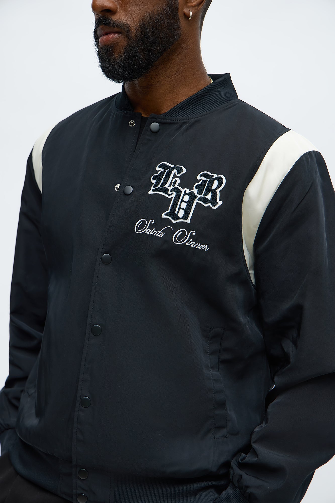 Lover Not A Fighter Bomber Jacket - Black/White