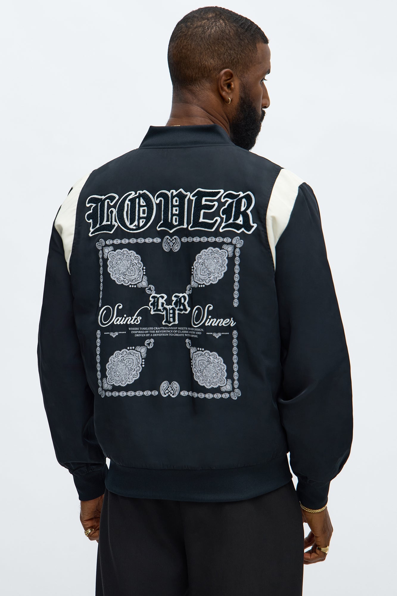 Lover Not A Fighter Bomber Jacket - Black/White