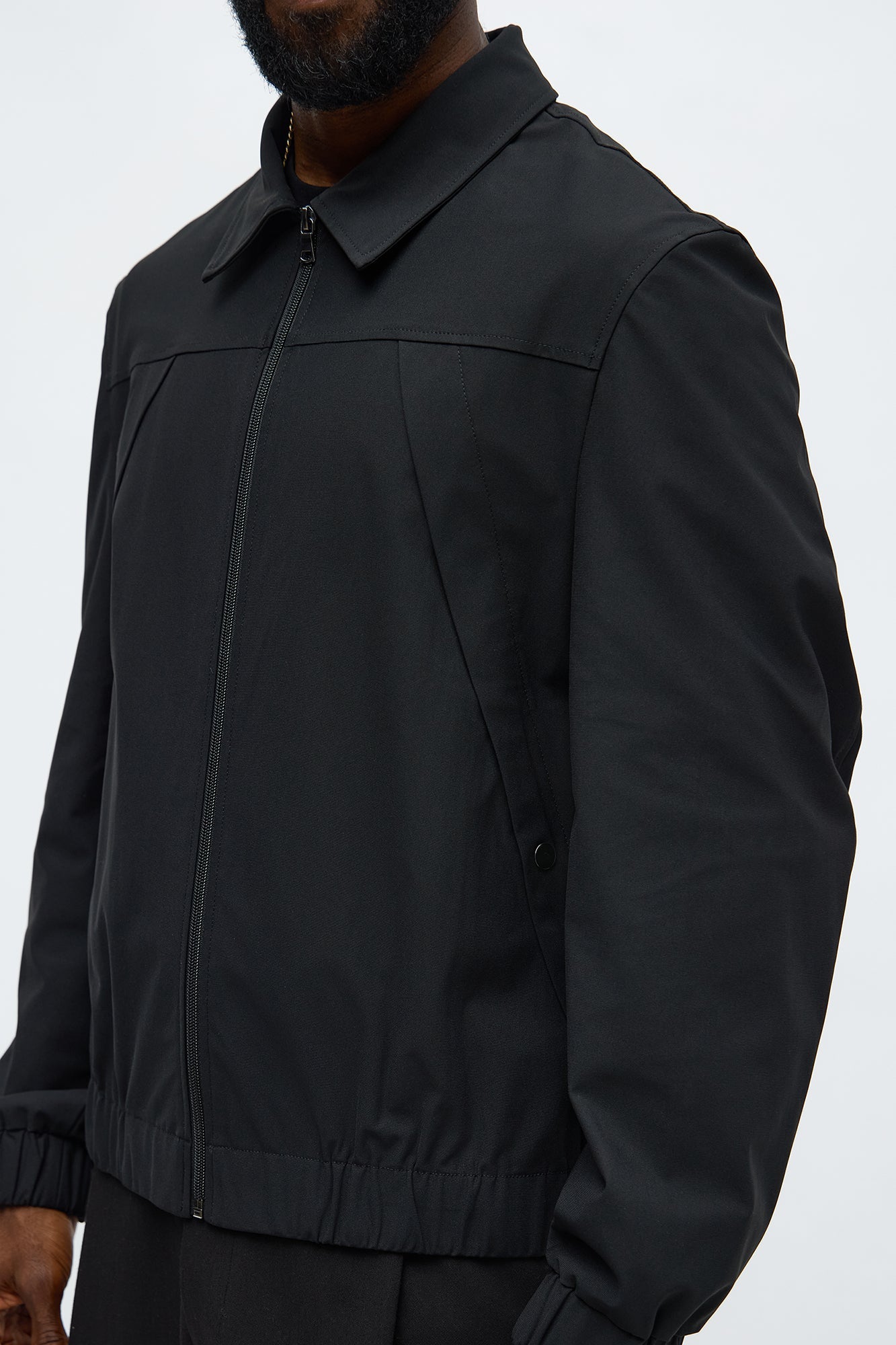 Relaxed Cedric Stretch Zip Tech Jacket - Black
