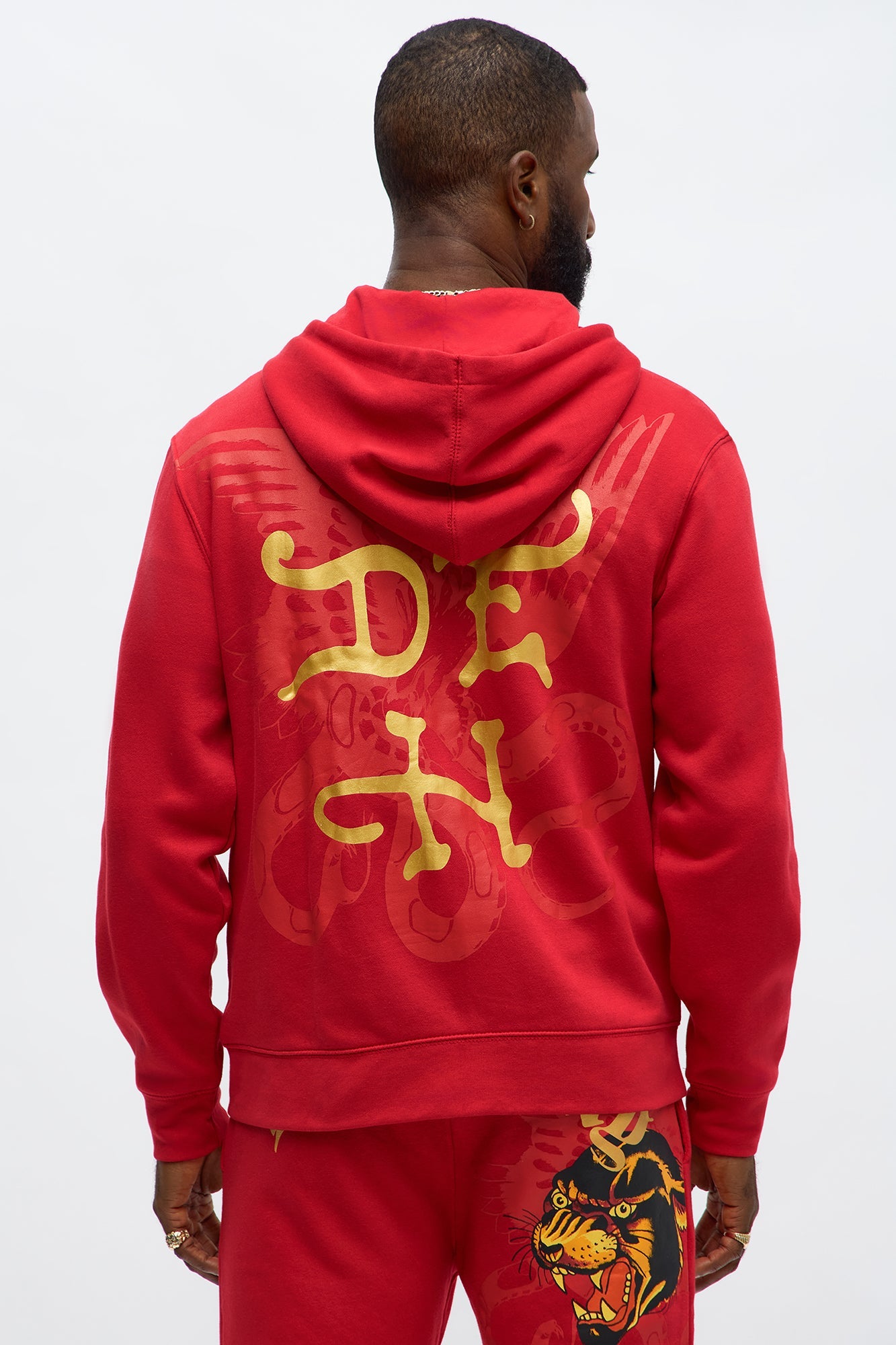 Ed Hardy Wild Cats Zip Up Hoodie - Red