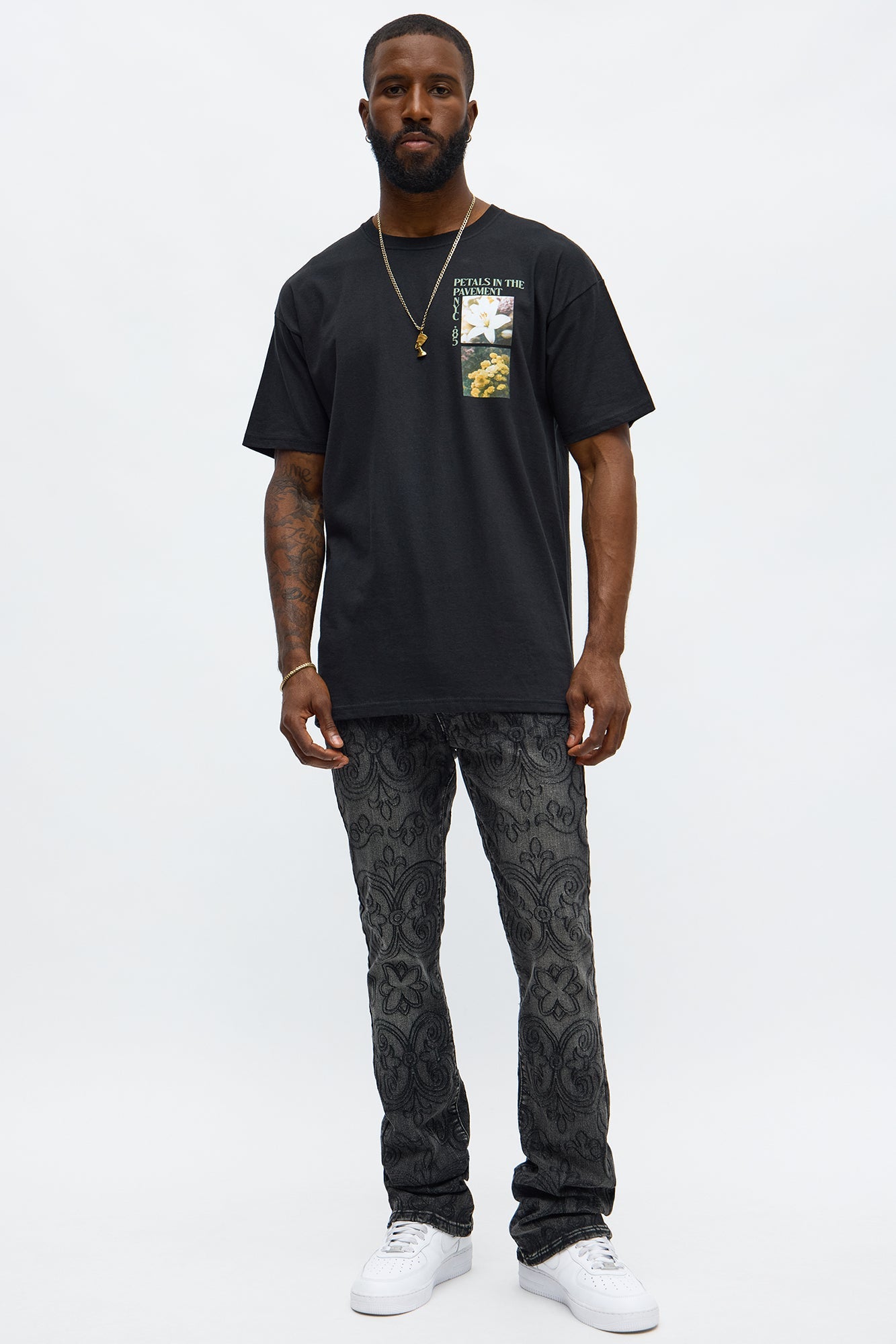 Petals Of Life Oversized Short Sleeve Tee - Black