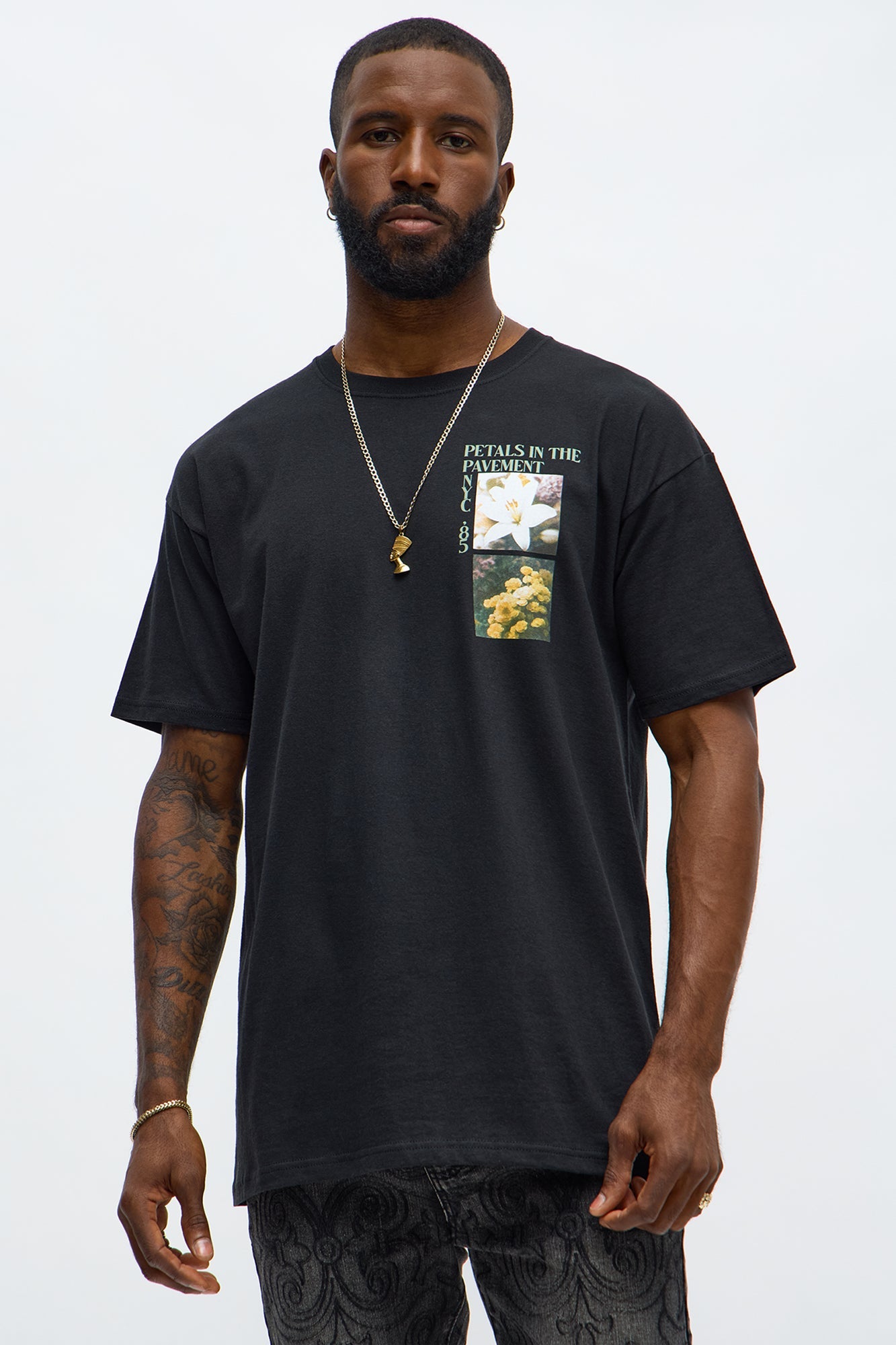 Petals Of Life Oversized Short Sleeve Tee - Black