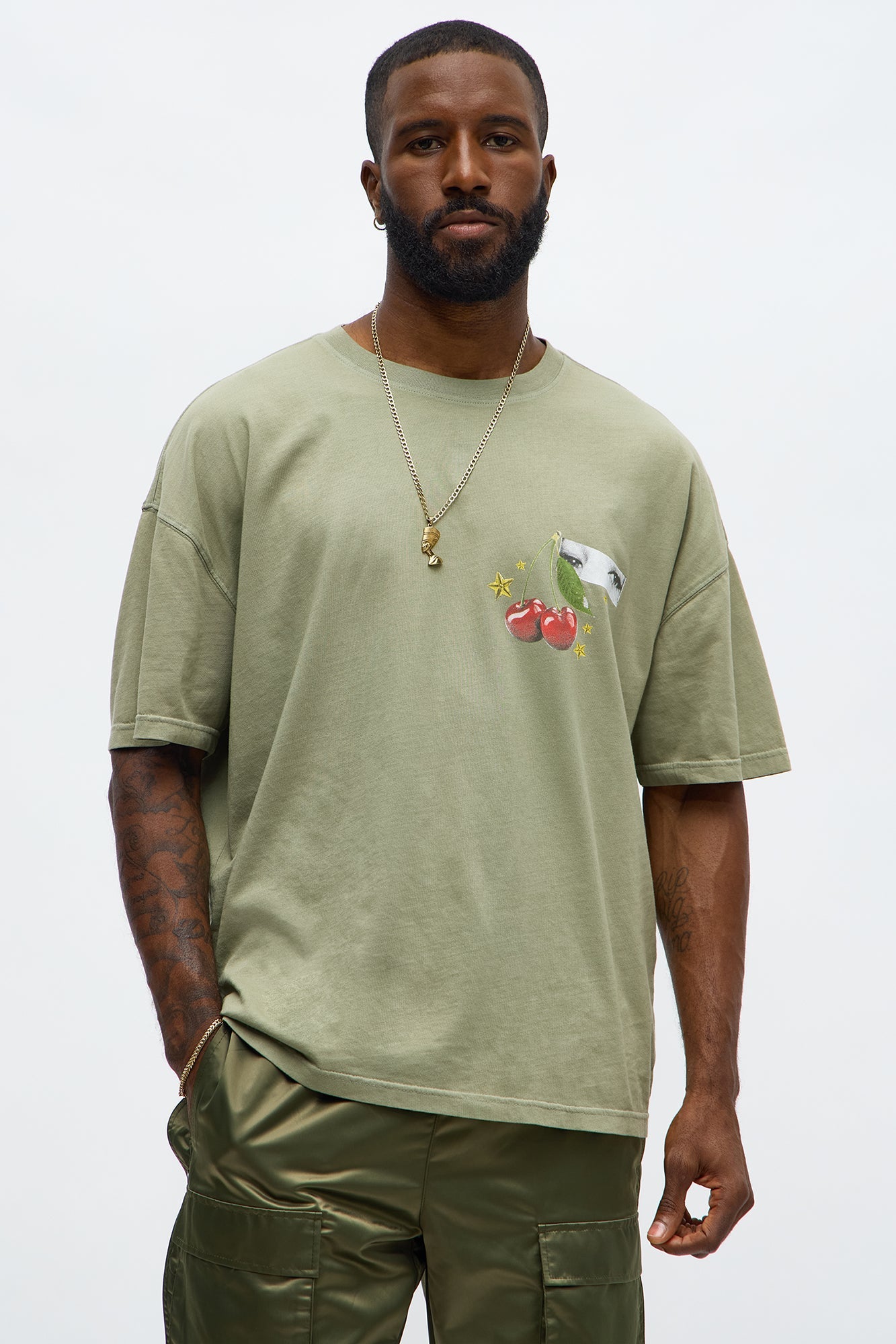 Luck Be A Lady Oversized Short Sleeve Tee - Olive
