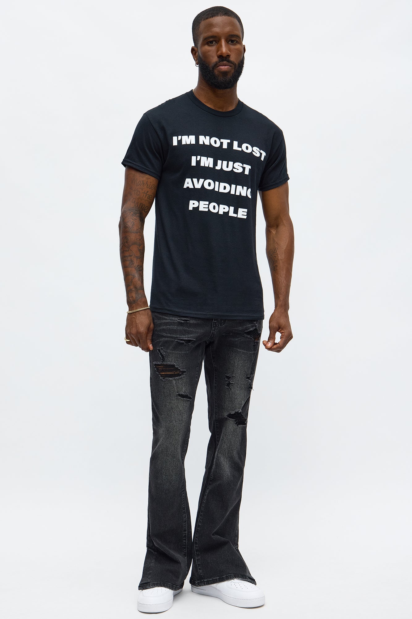 Not Lost Just Avoiding People Short Sleeve Tee - Black