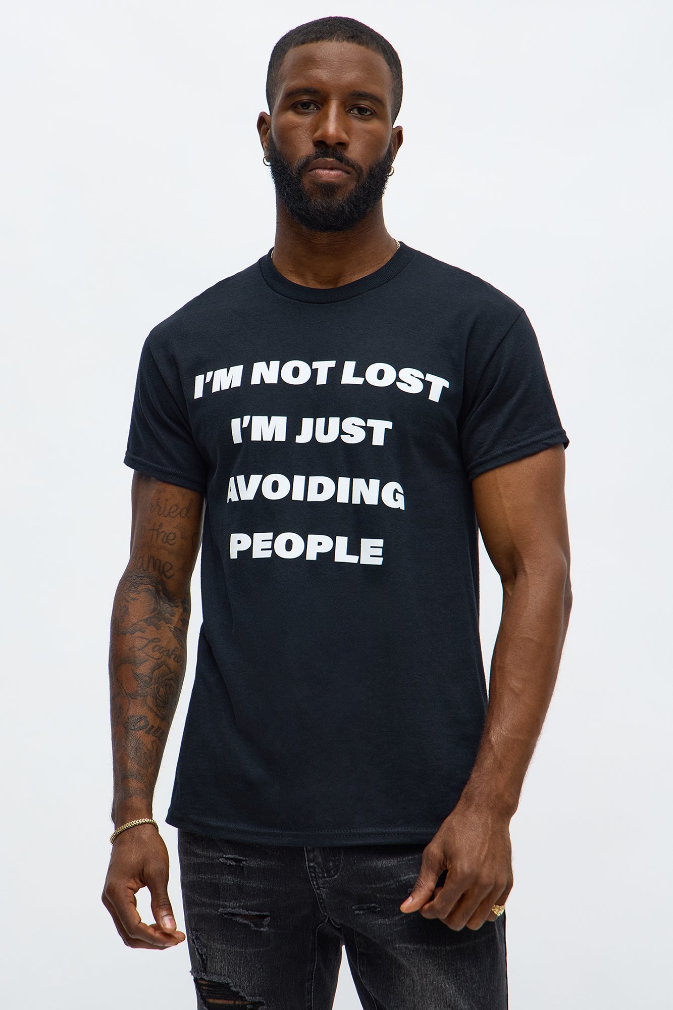 Not Lost Just Avoiding People Short Sleeve Tee - Black