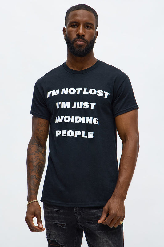 Not Lost Just Avoiding People Short Sleeve Tee - Black