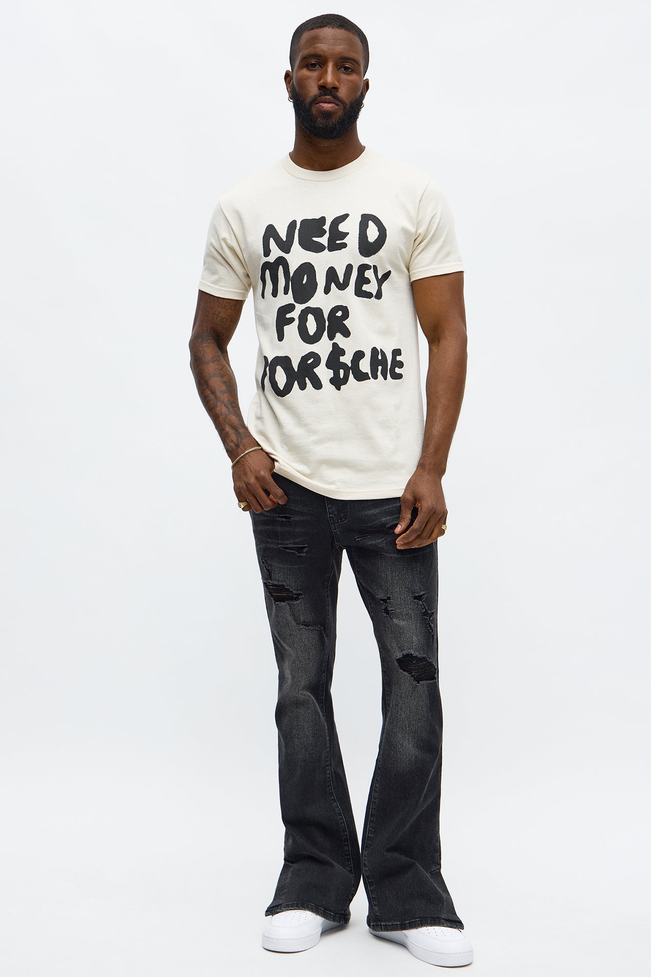 Need Money For Porsche Short Sleeve Tee - Off White