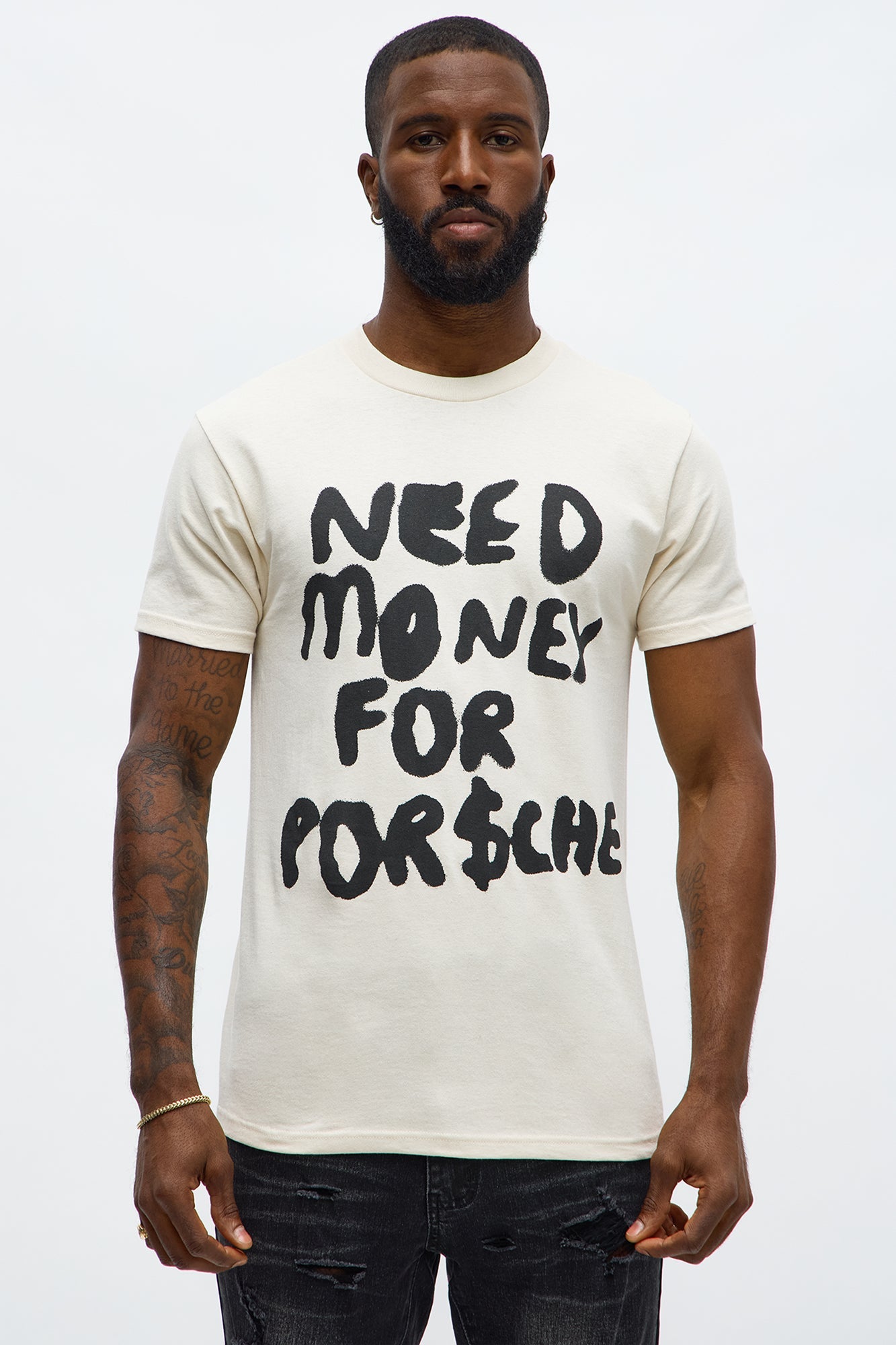 Need Money For Porsche Short Sleeve Tee - Off White