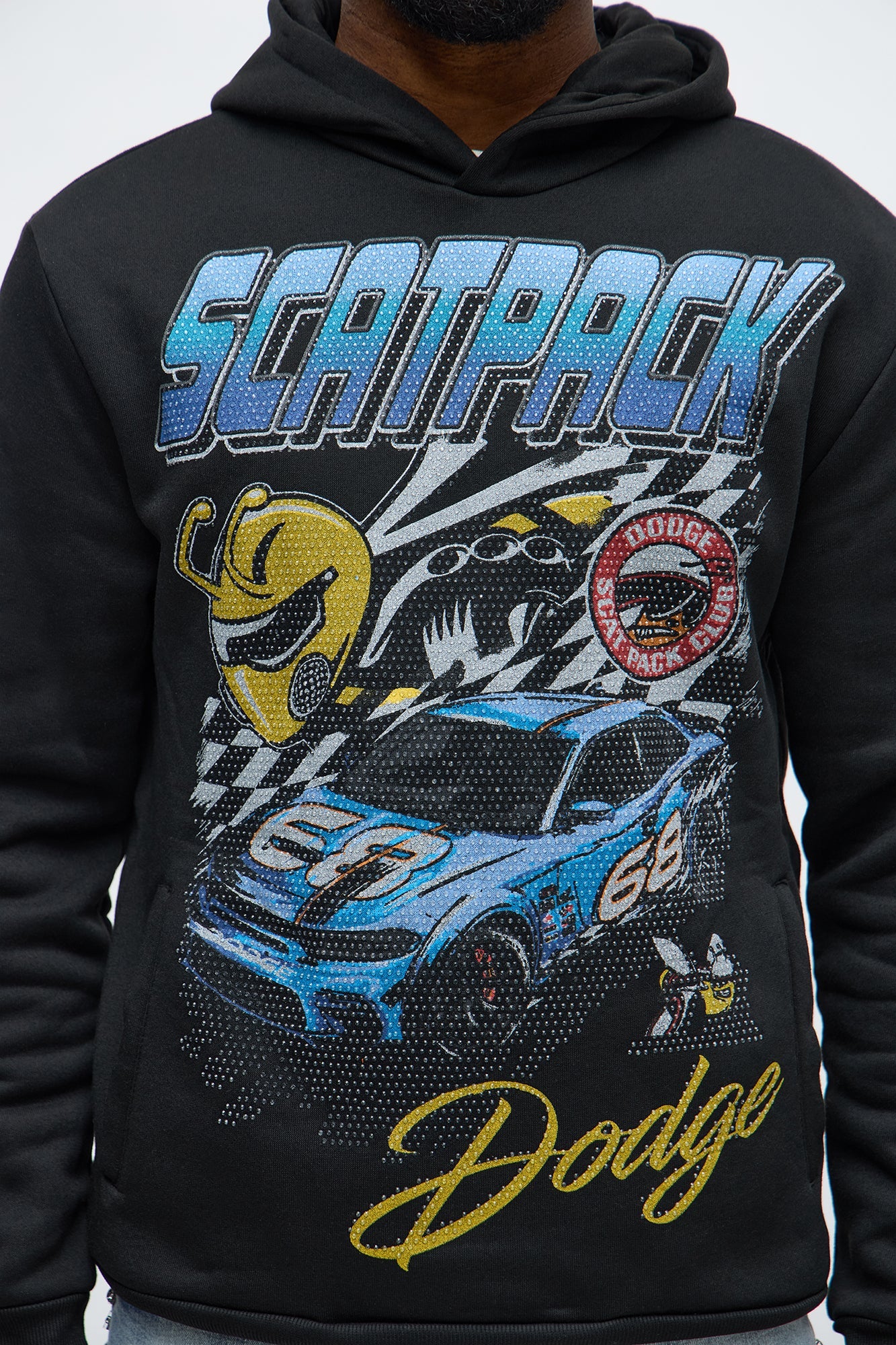 Dodge Scatpack Rhinestone Hoodie - Black