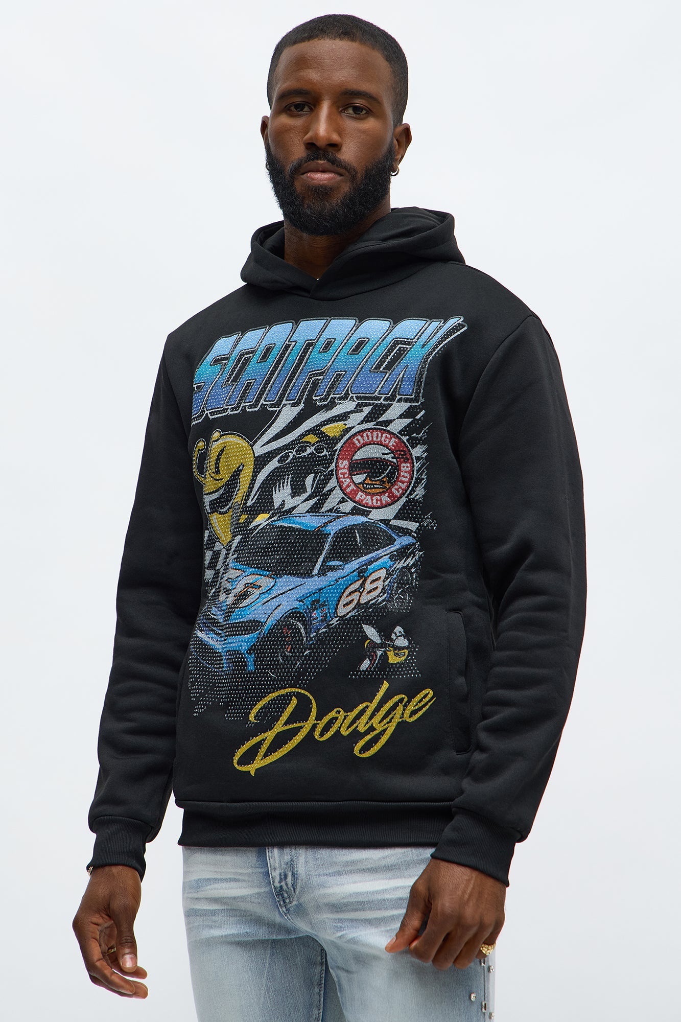 Dodge Scatpack Rhinestone Hoodie - Black