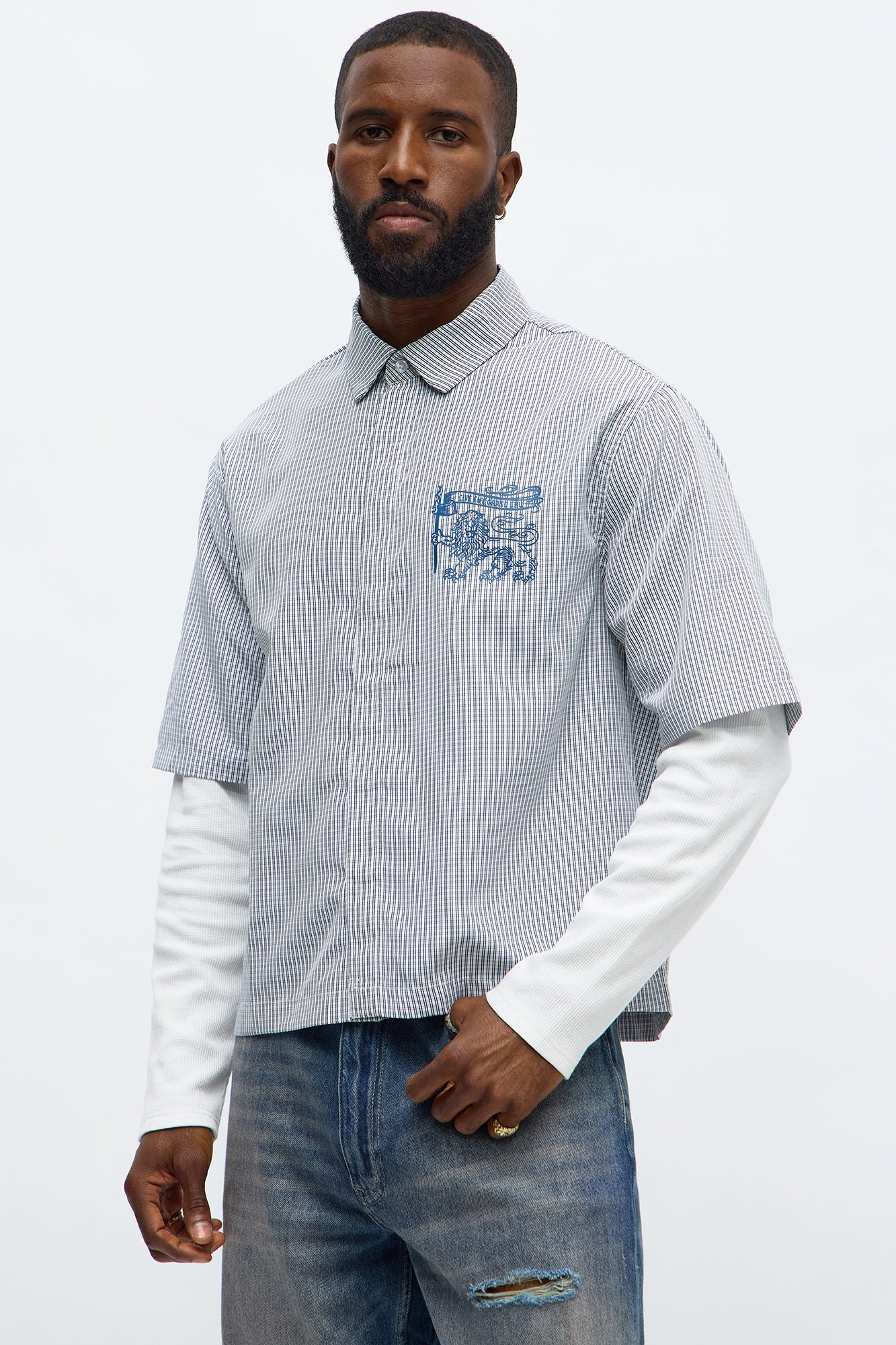 Thermal Creative Studios Button Up Shirt - Blue/combo