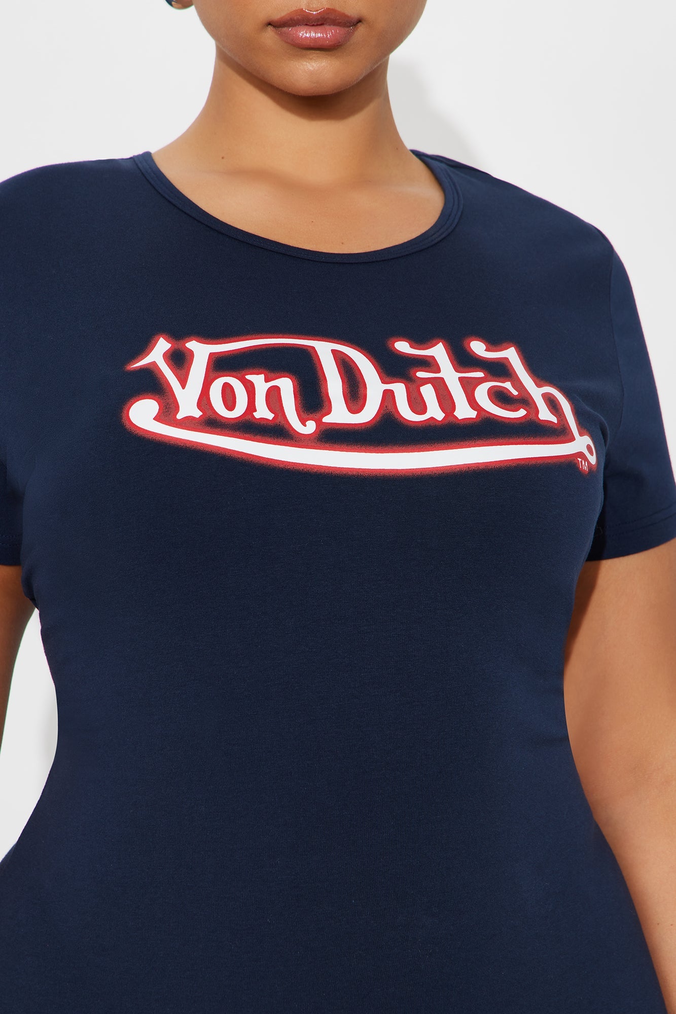 Von Dutch Graffiti T Shirt Mini Dress - Navy/Red
