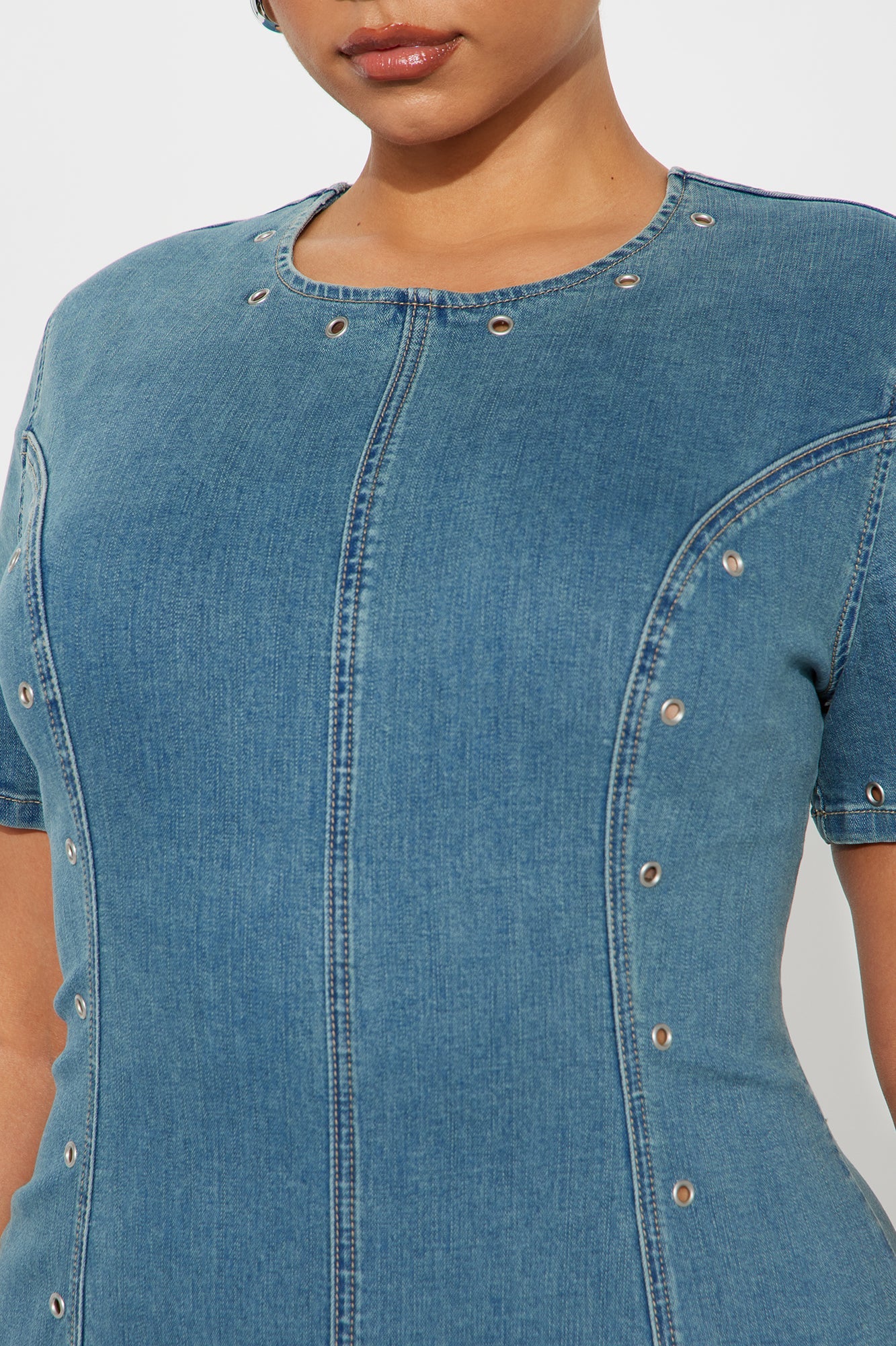 Diana Denim Short Sleeve Midi Dress - Blue Wash