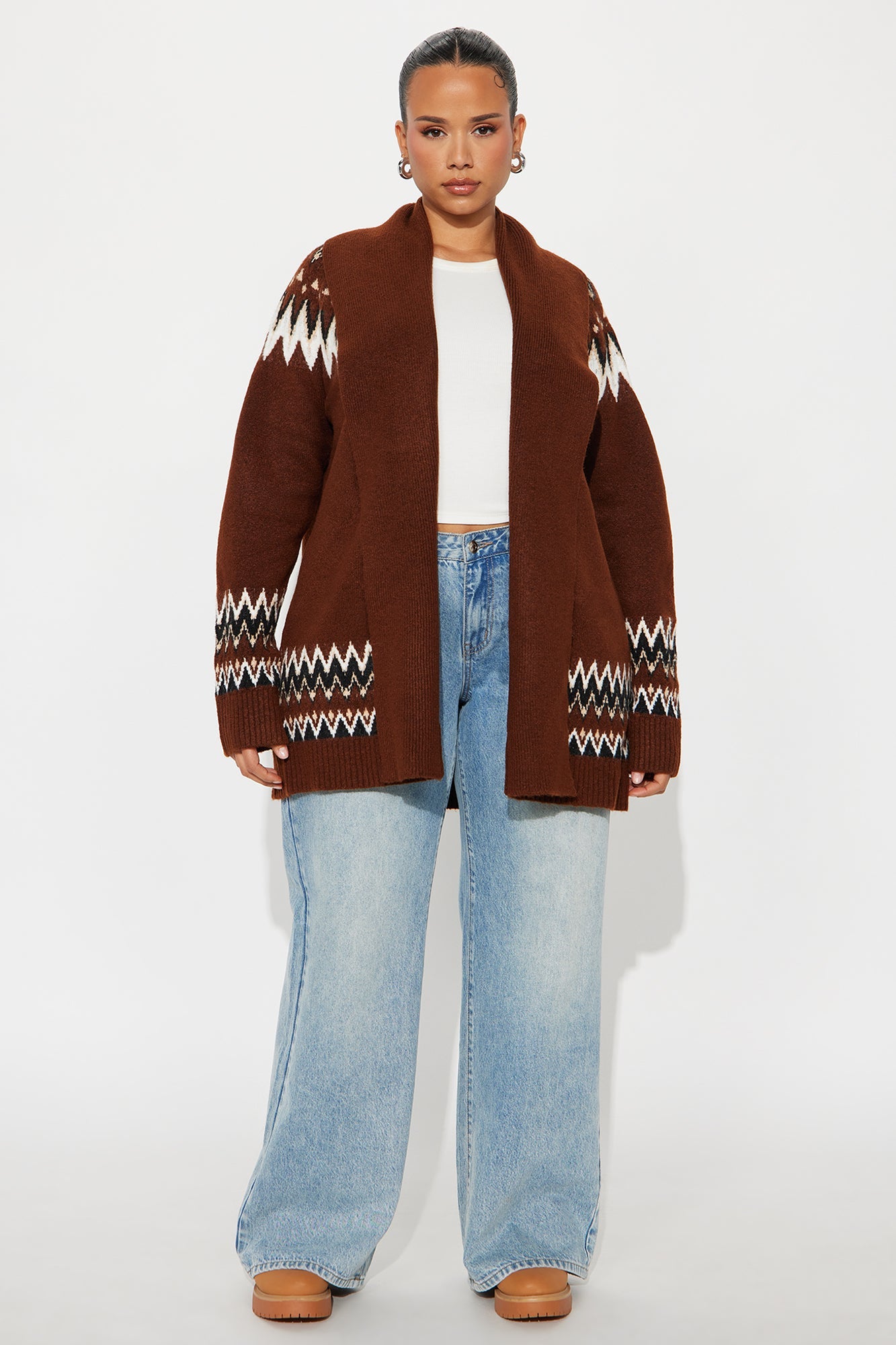 Weekend Crush Fair Isle Cardigan - Brown/combo