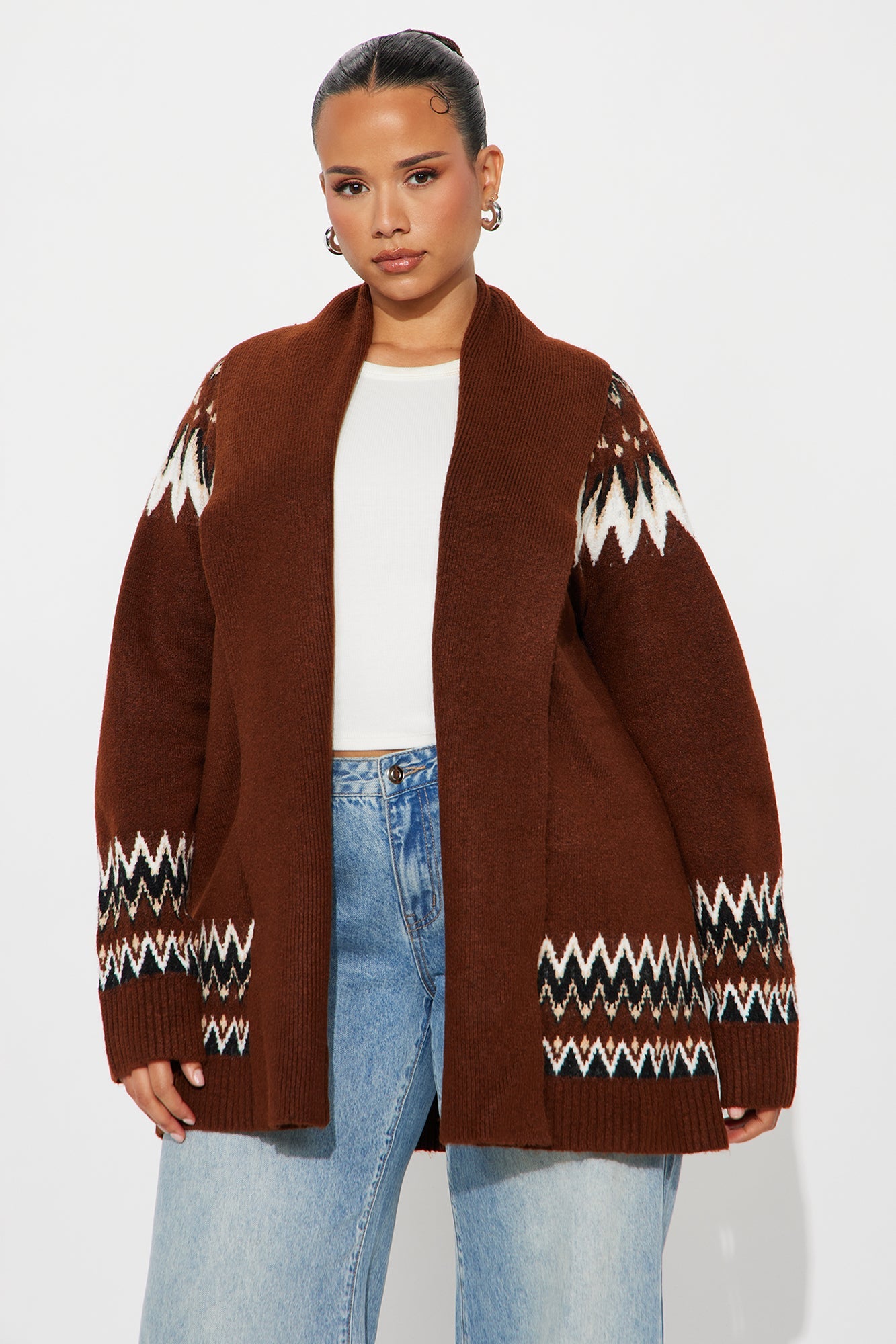 Weekend Crush Fair Isle Cardigan - Brown/combo