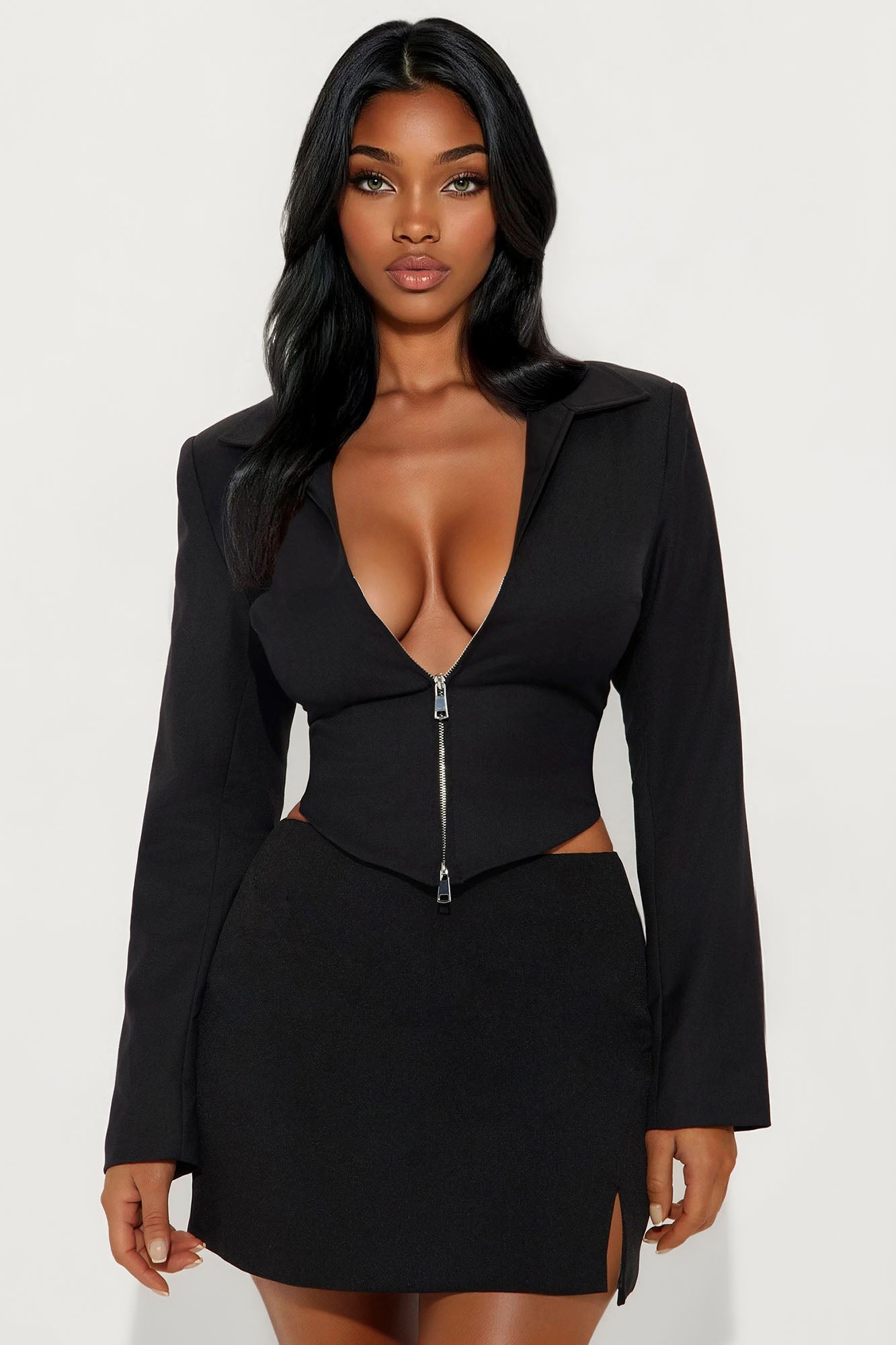 Something Settle Shoulder Pad Corset Top - Black