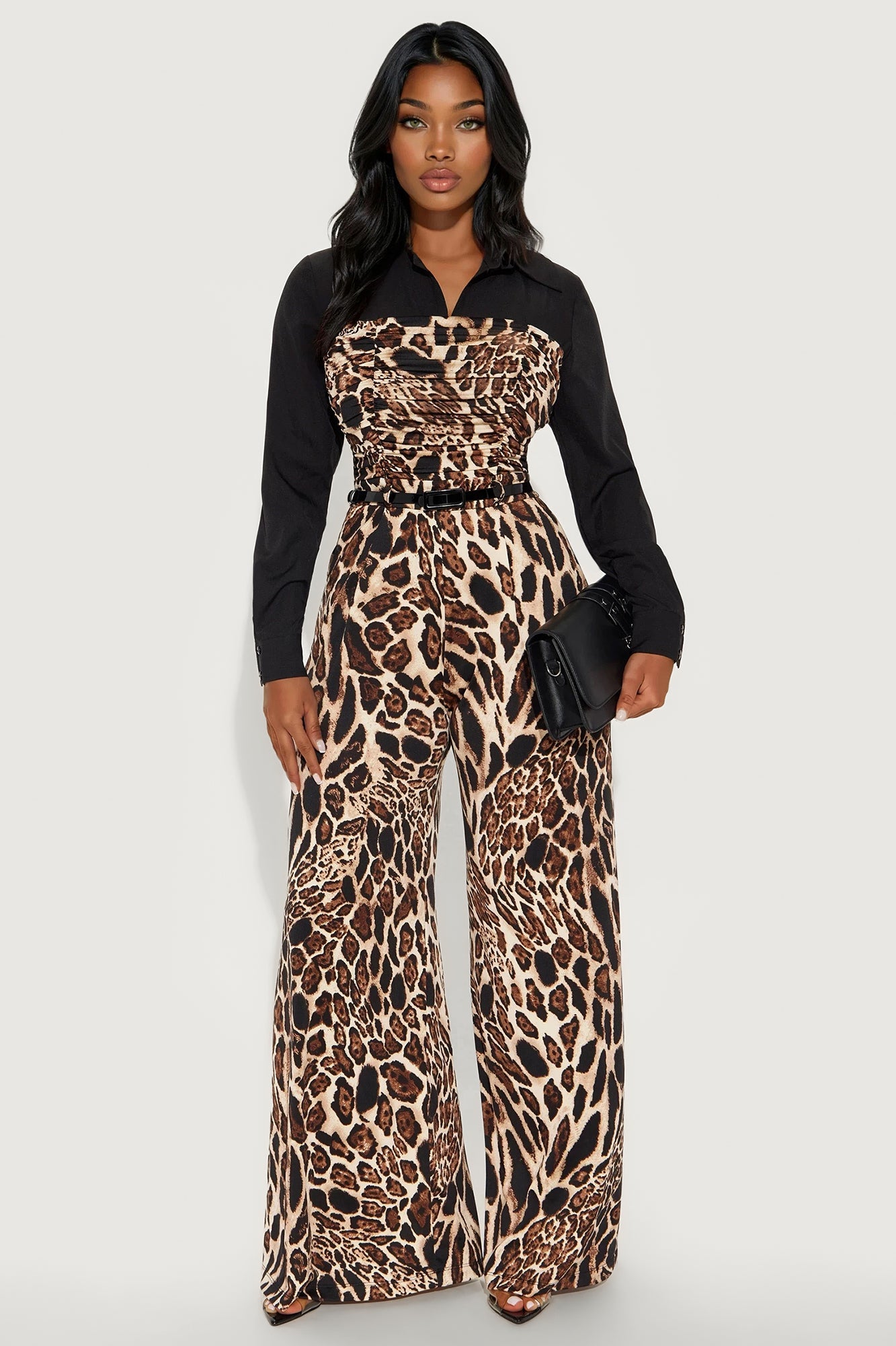 Baddie On The Loose Leopard Print Jumpsuit - Black/combo
