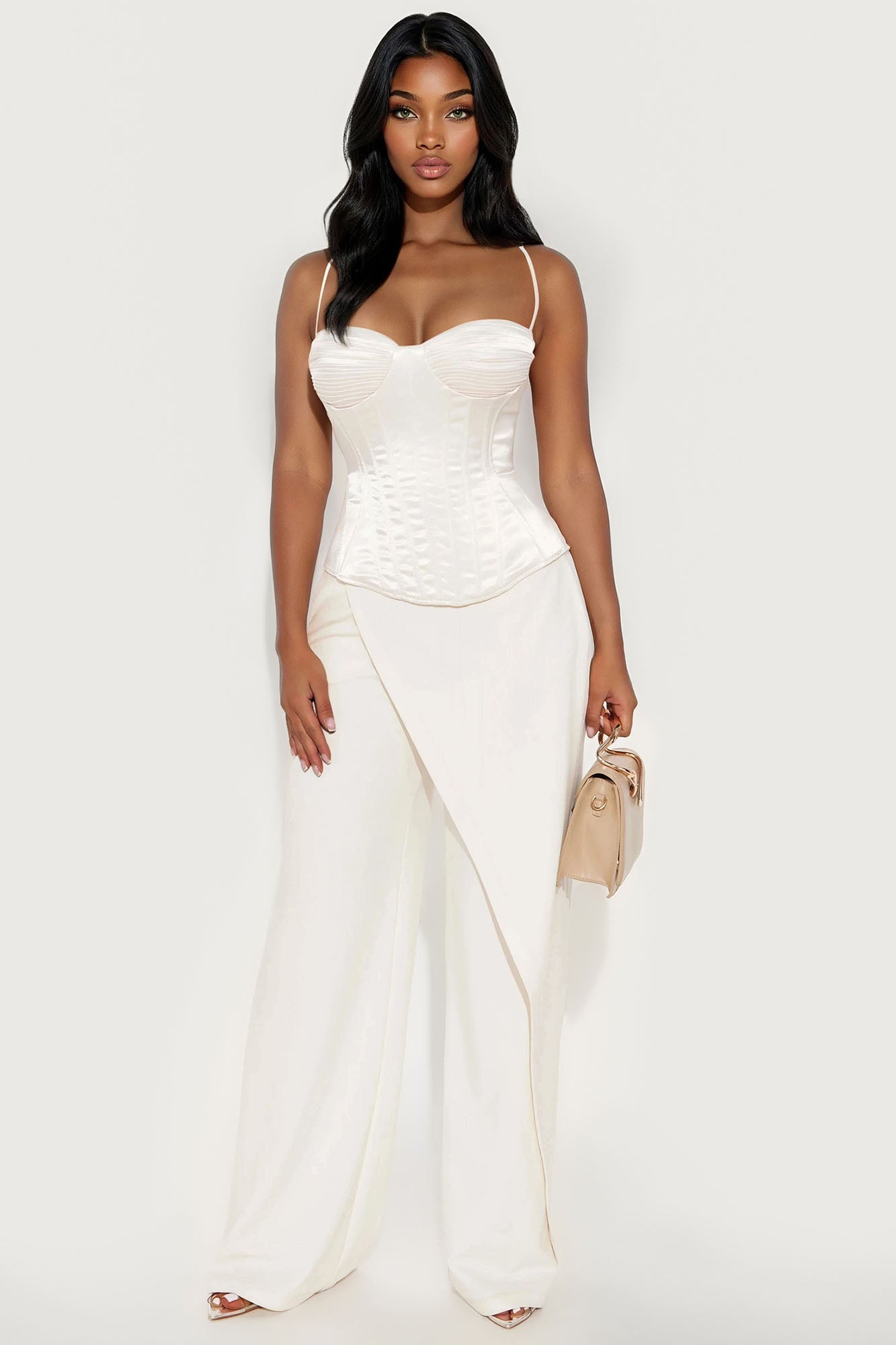 Snatched In Satin Corset Top - Ivory