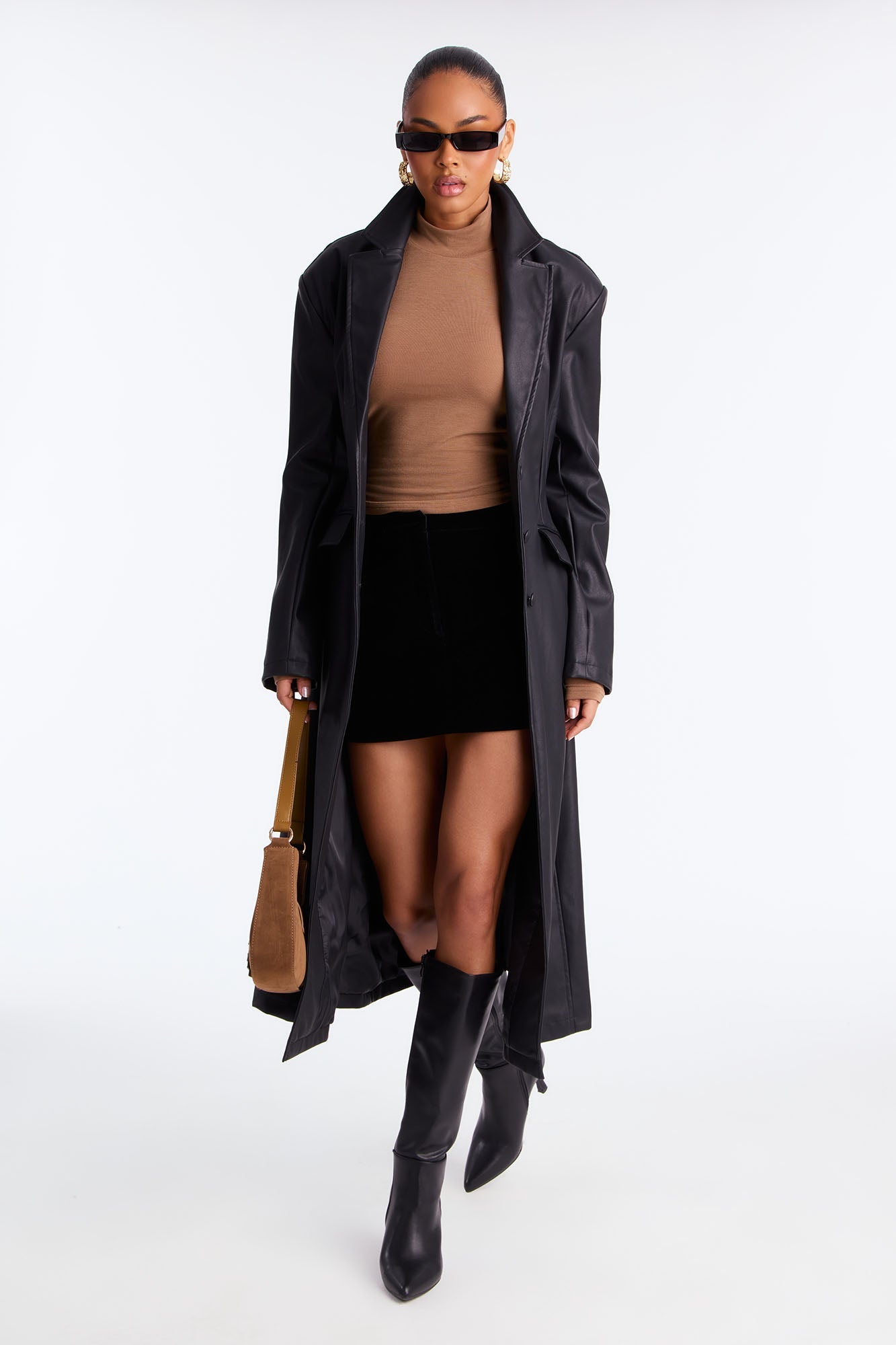 Taking Up Space Faux Leather Coat - Black
