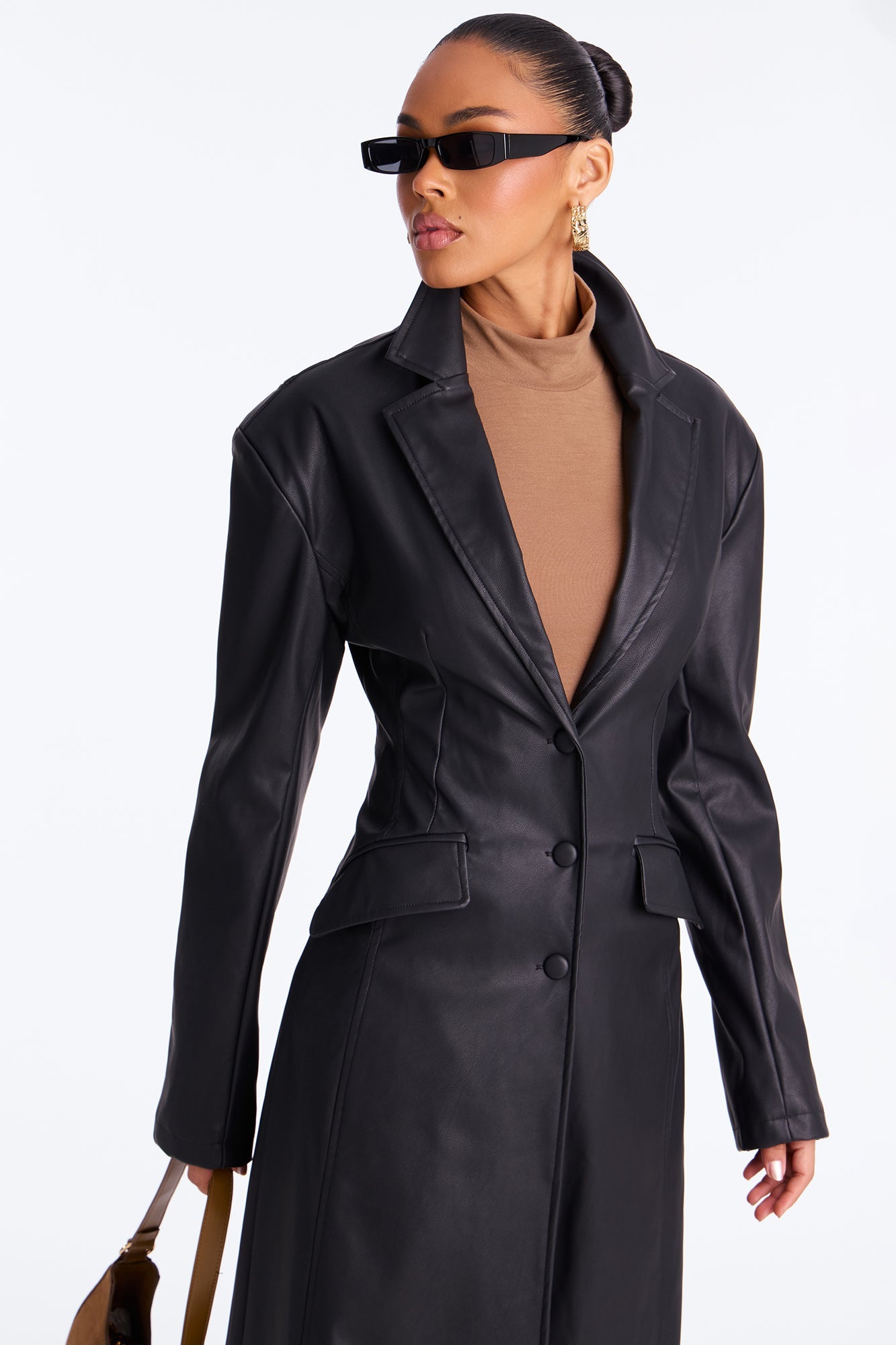 Taking Up Space Faux Leather Coat - Black