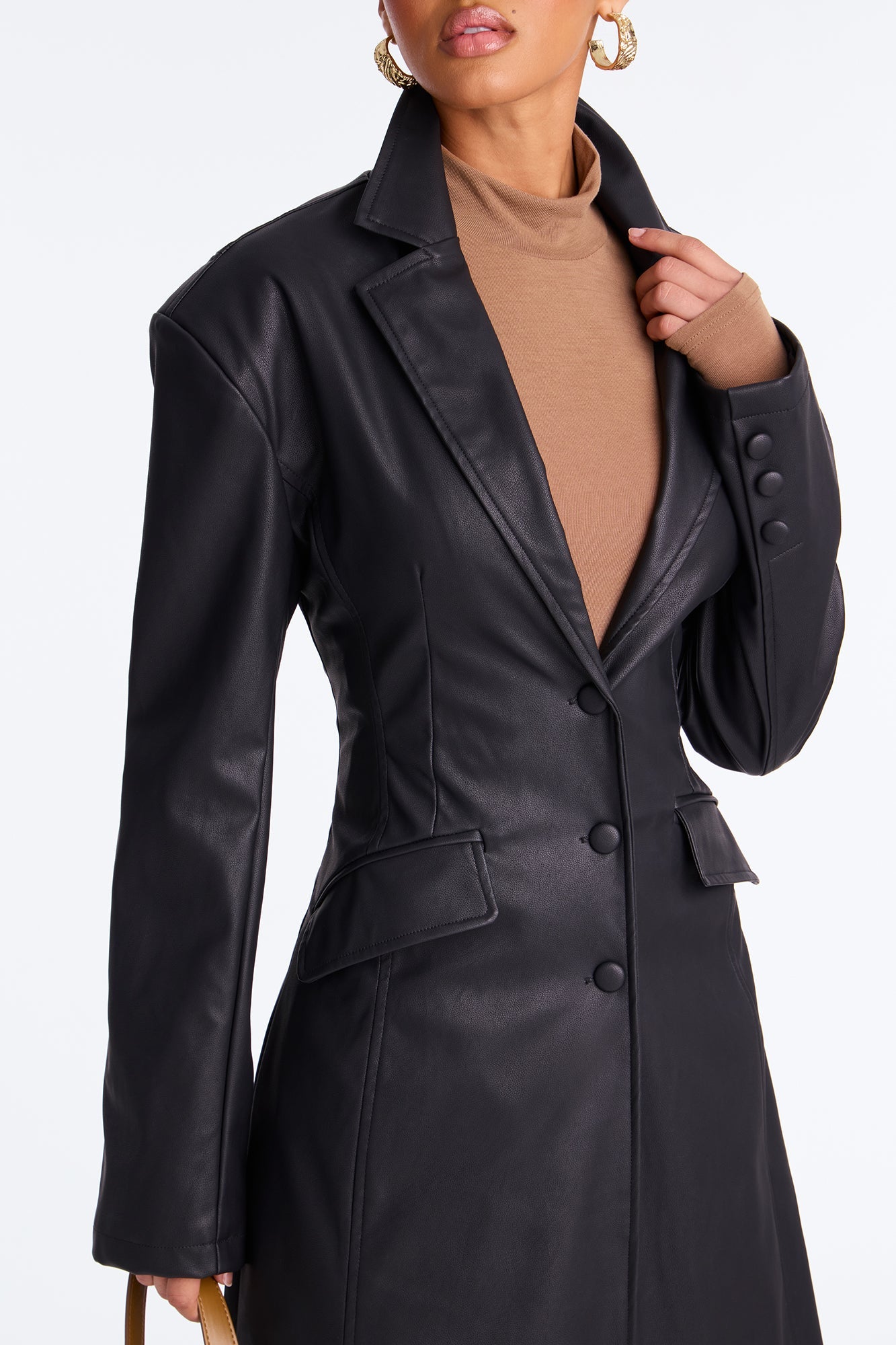 Taking Up Space Faux Leather Coat - Black