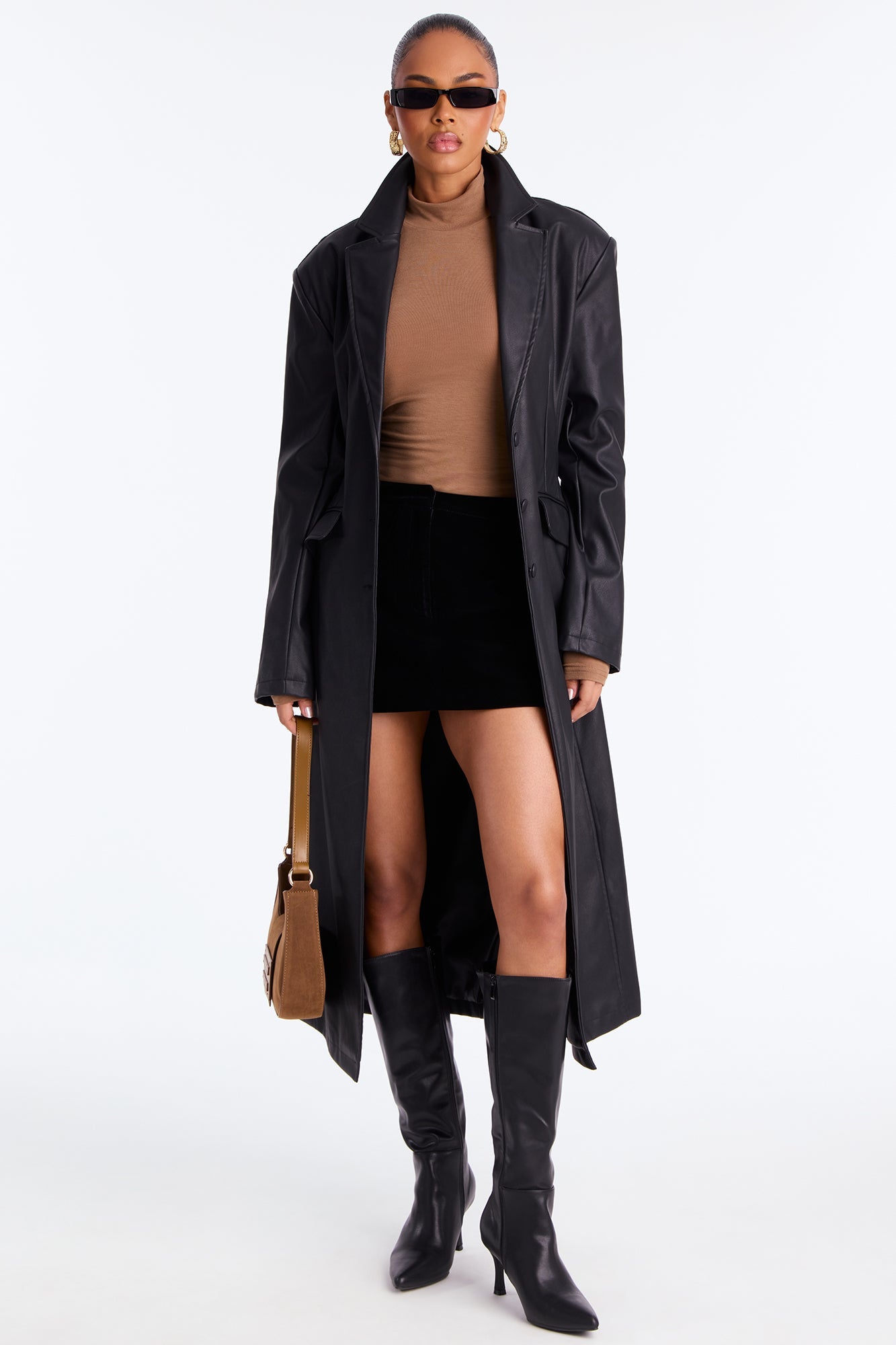 Octave Turtle Neck Backless Top - Mocha