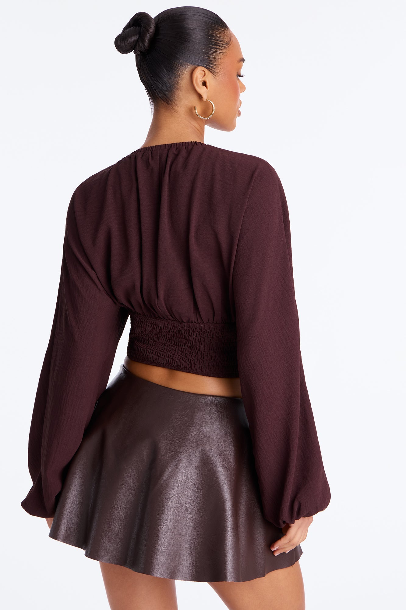 Island Girl Ruched Airflow Top - Chocolate