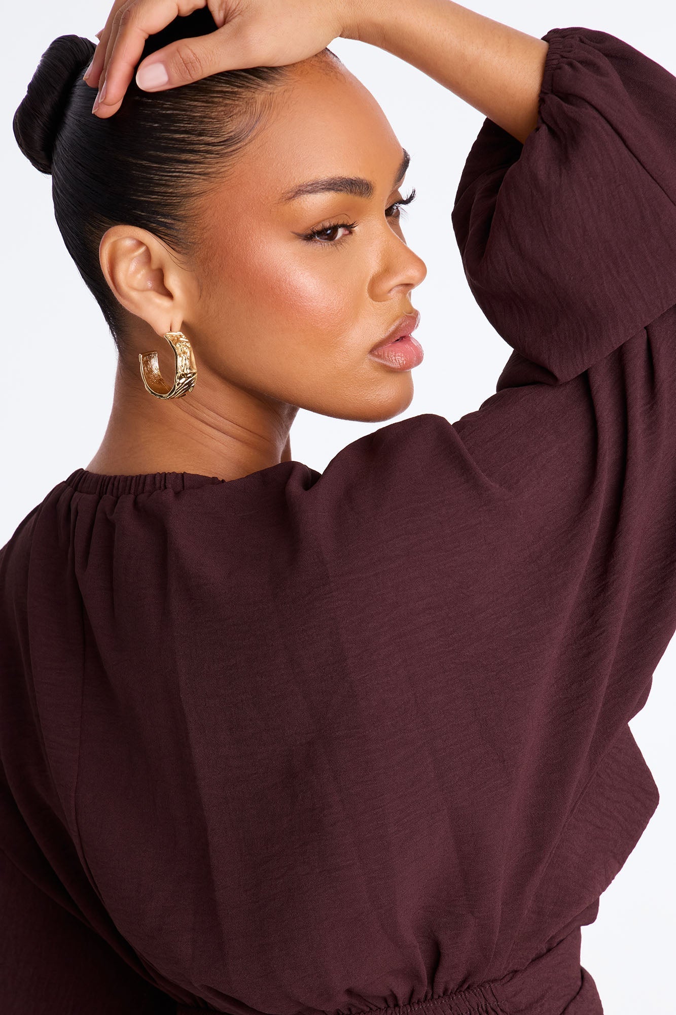 Island Girl Ruched Airflow Top - Chocolate