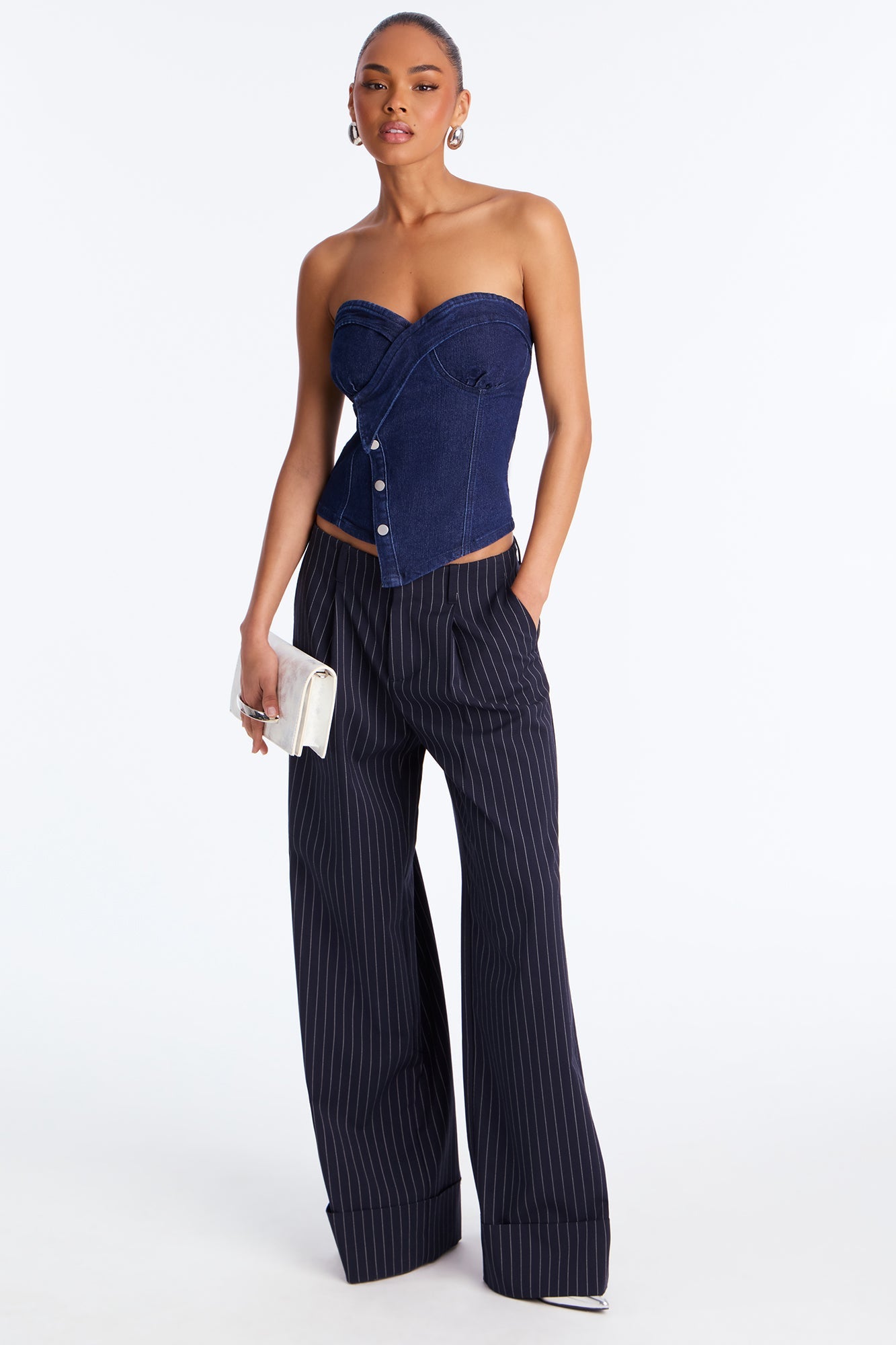 On The Edge Denim Top - Dark Wash