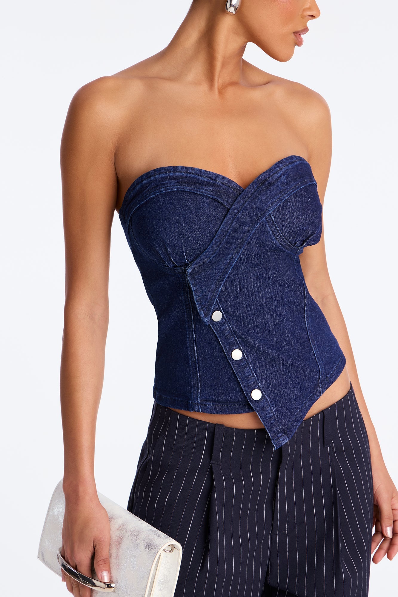 On The Edge Denim Top - Dark Wash