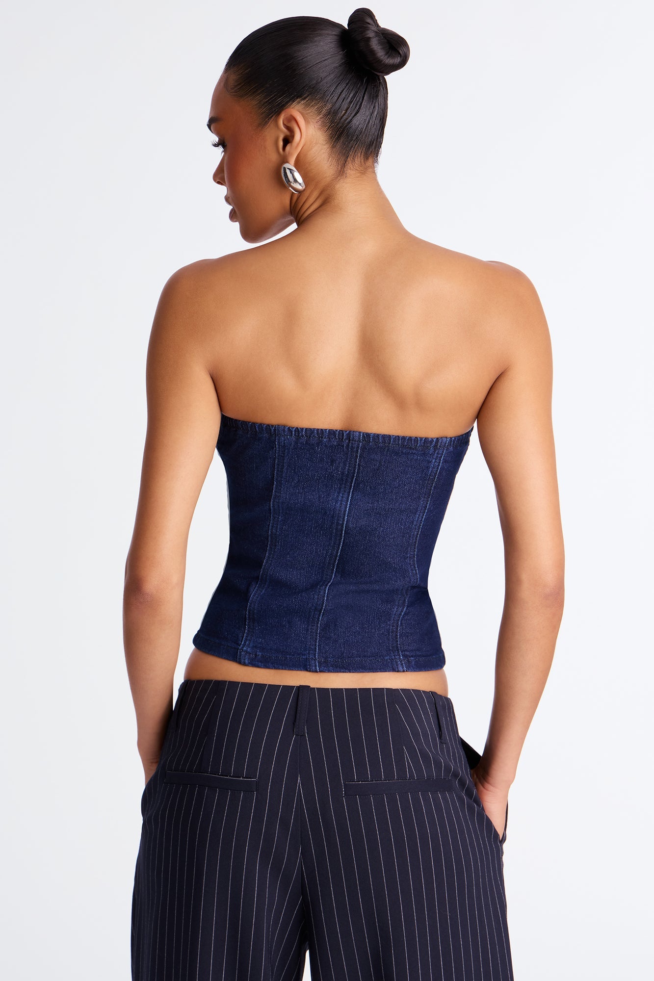 On The Edge Denim Top - Dark Wash