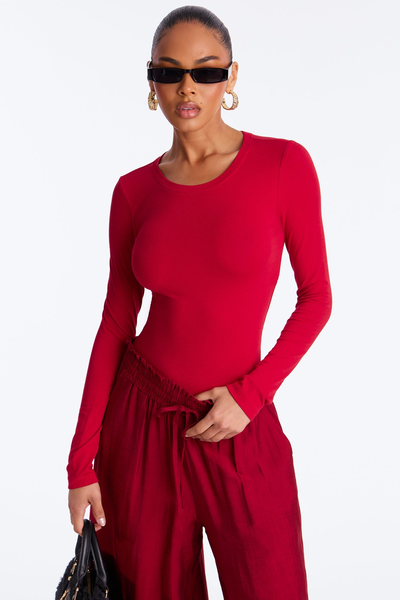 Julia Long Sleeve Top - DarkRed
