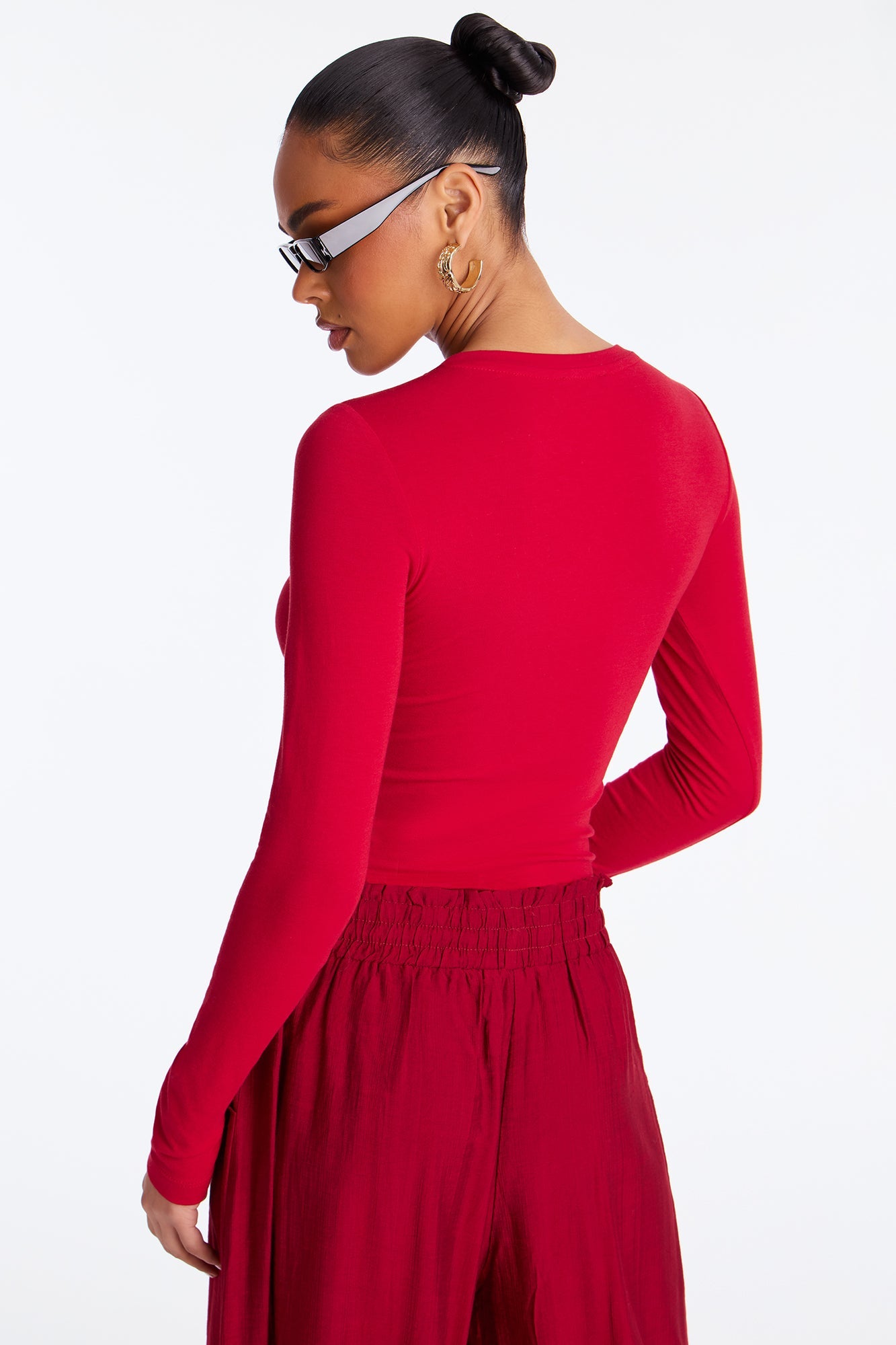 Julia Long Sleeve Top - DarkRed