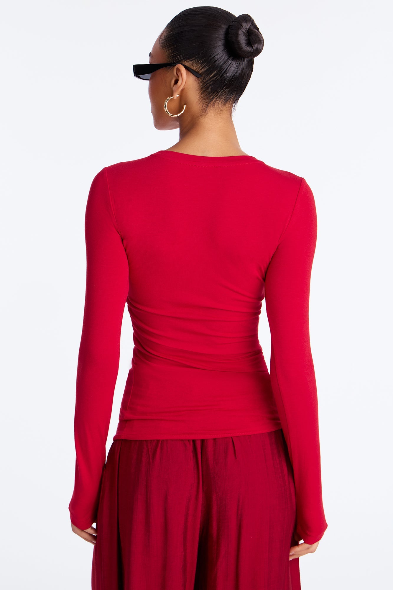 Julia Long Sleeve Top - DarkRed