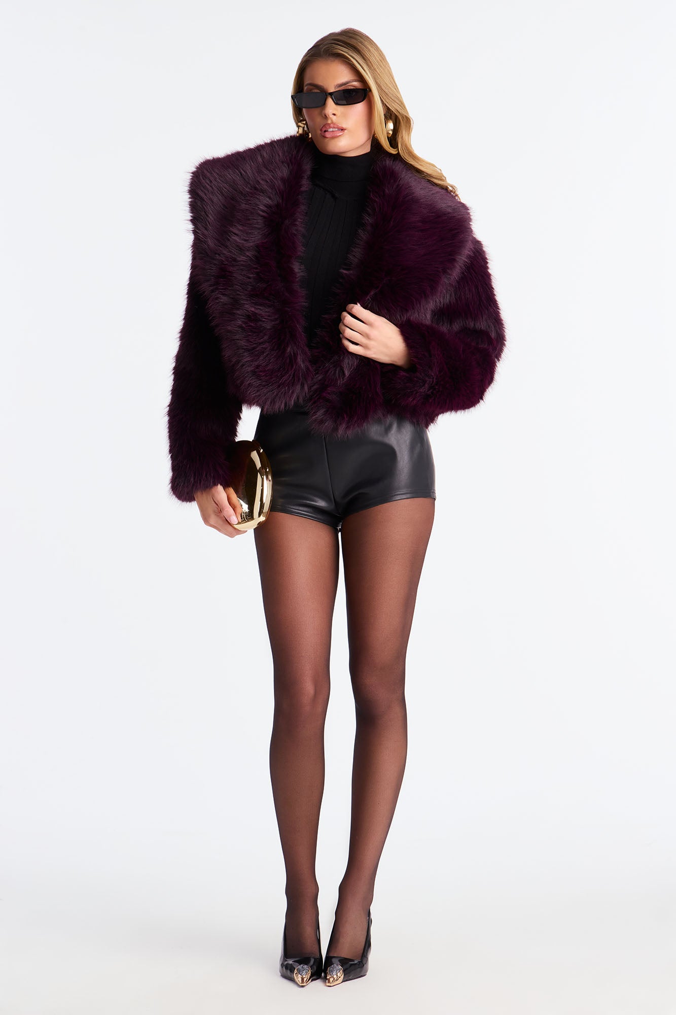 Gigi Faux Fur Coat - Plum